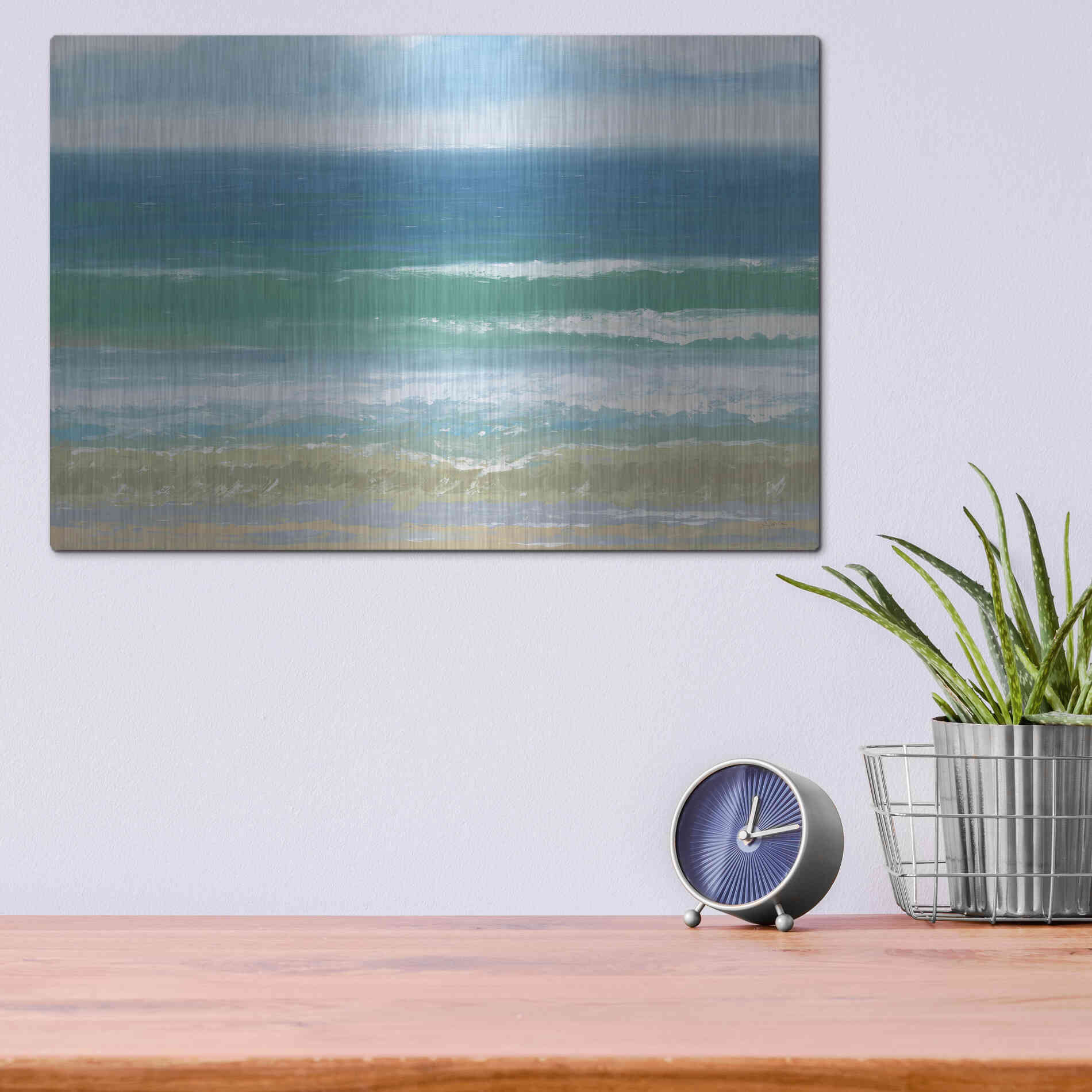 Luxe Metal Art 'Shoreline' by James Wiens, Metal Wall Art,16x12