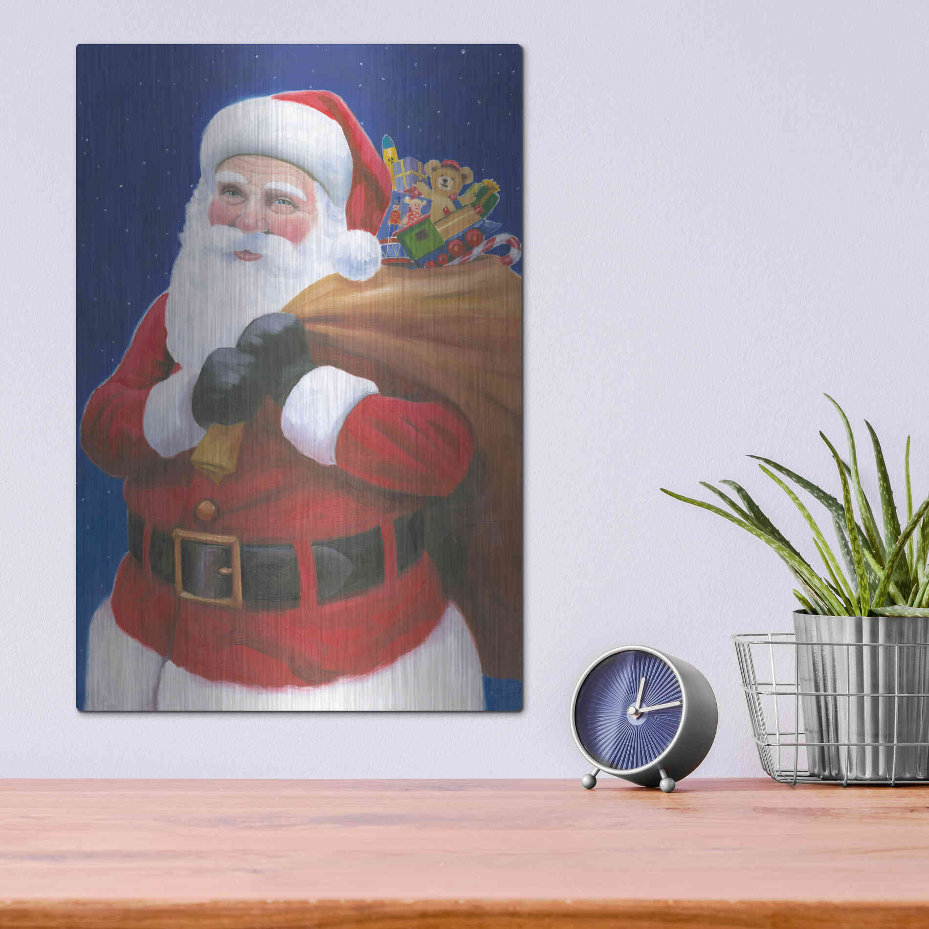 Luxe Metal Art 'James Santa' by James Wiens, Metal Wall Art,12x16