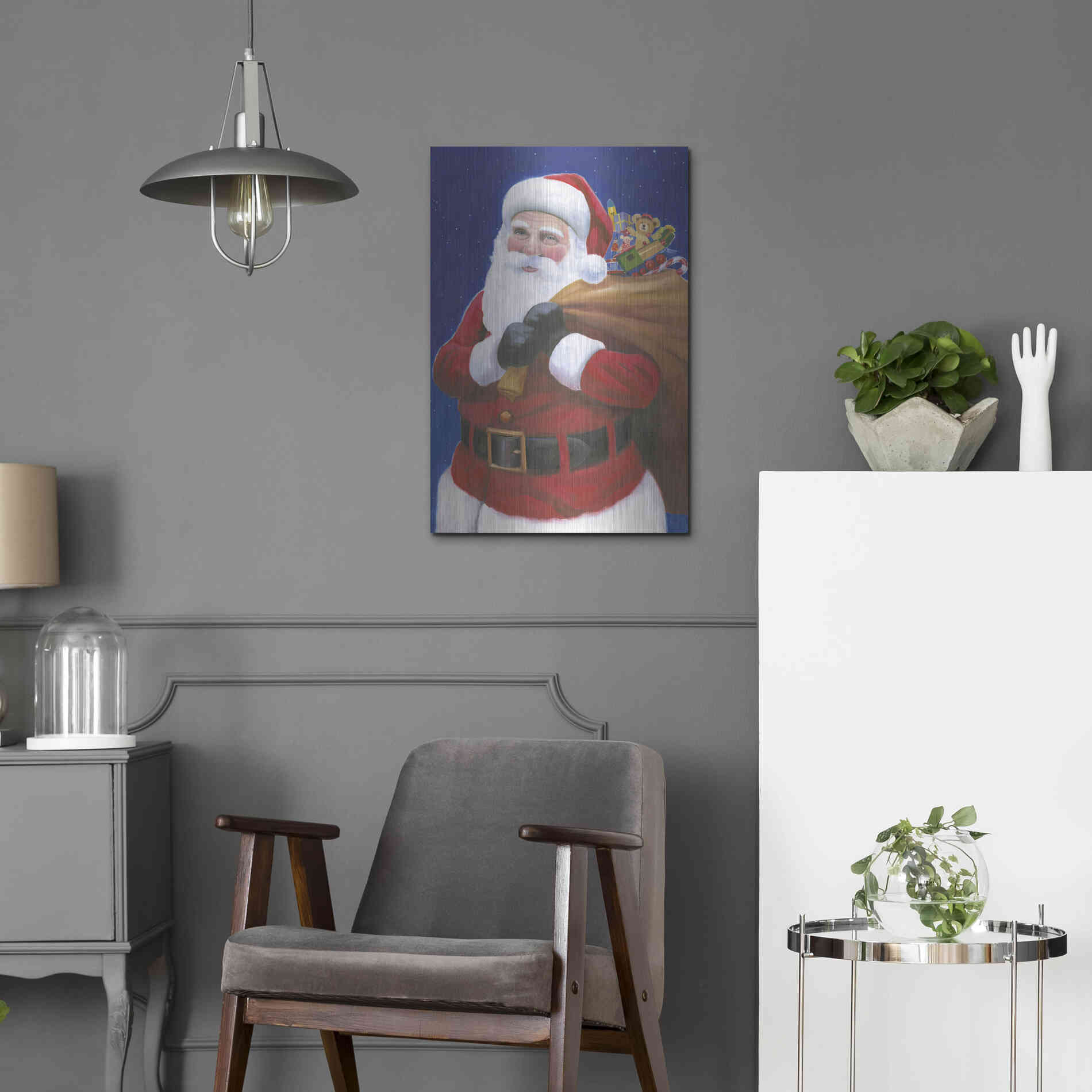 Luxe Metal Art 'James Santa' by James Wiens, Metal Wall Art,16x24