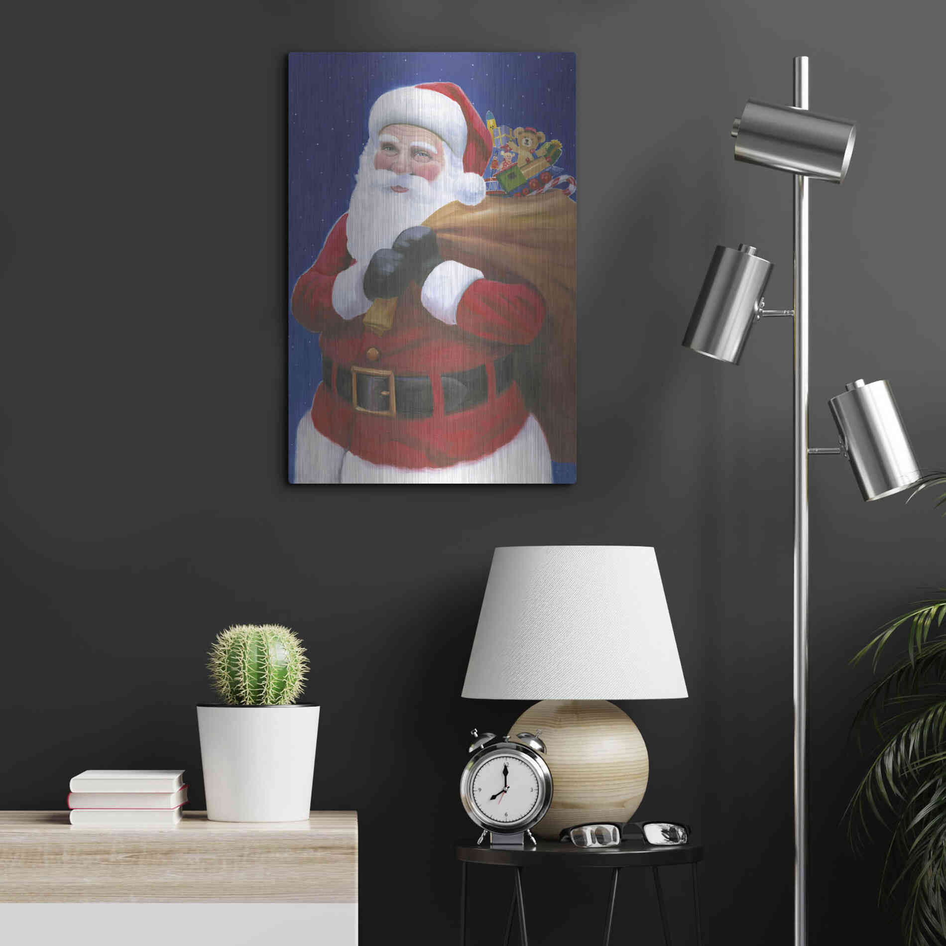 Luxe Metal Art 'James Santa' by James Wiens, Metal Wall Art,16x24