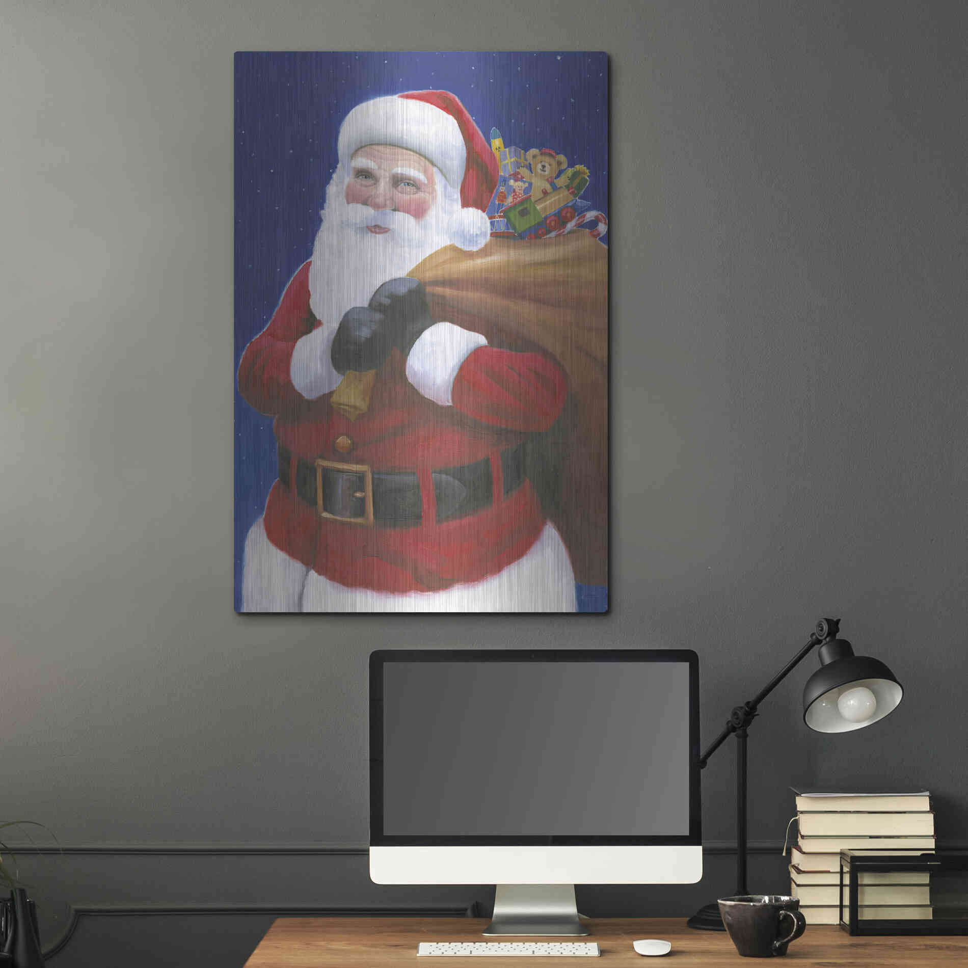 Luxe Metal Art 'James Santa' by James Wiens, Metal Wall Art,24x36