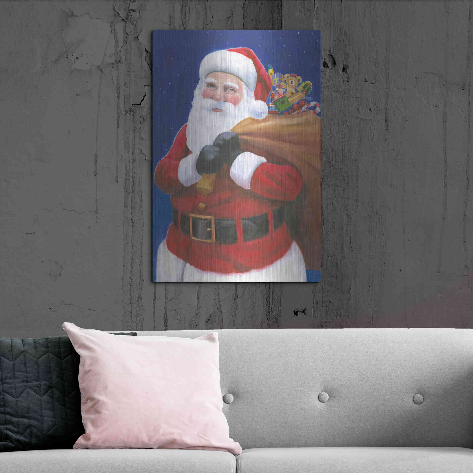 Luxe Metal Art 'James Santa' by James Wiens, Metal Wall Art,24x36