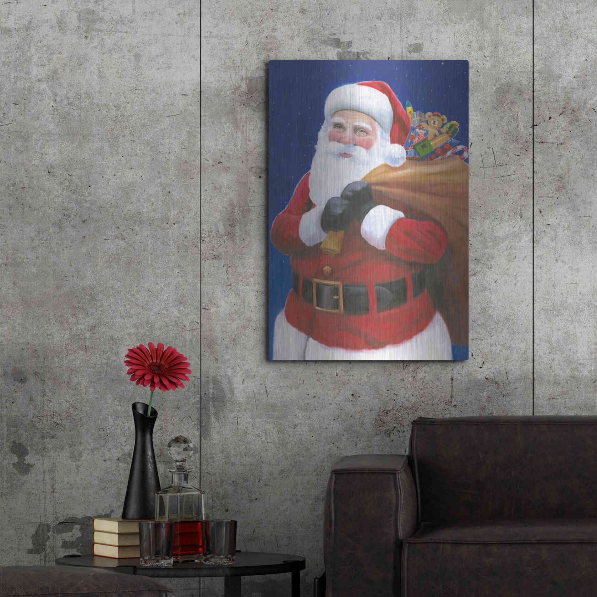 Luxe Metal Art 'James Santa' by James Wiens, Metal Wall Art,24x36
