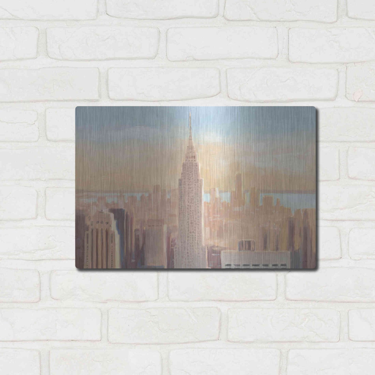 Luxe Metal Art 'Manhattan Dawn' by James Wiens, Metal Wall Art,16x12