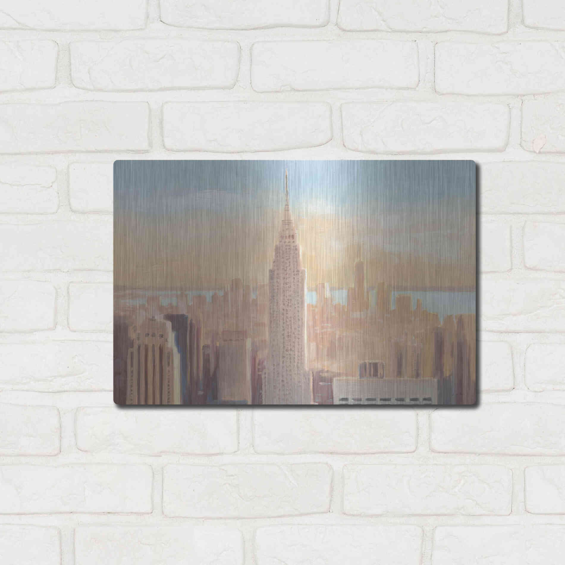 Luxe Metal Art 'Manhattan Dawn' by James Wiens, Metal Wall Art,16x12