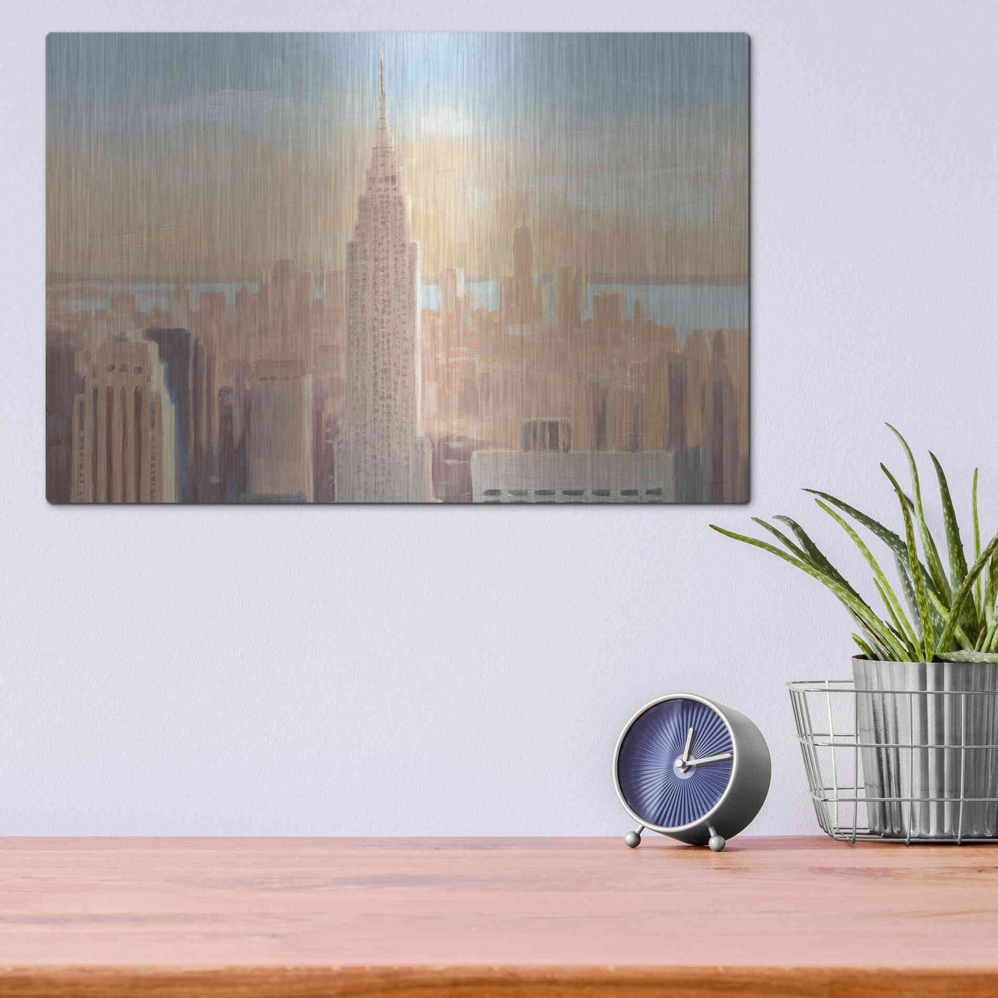 Luxe Metal Art 'Manhattan Dawn' by James Wiens, Metal Wall Art,16x12