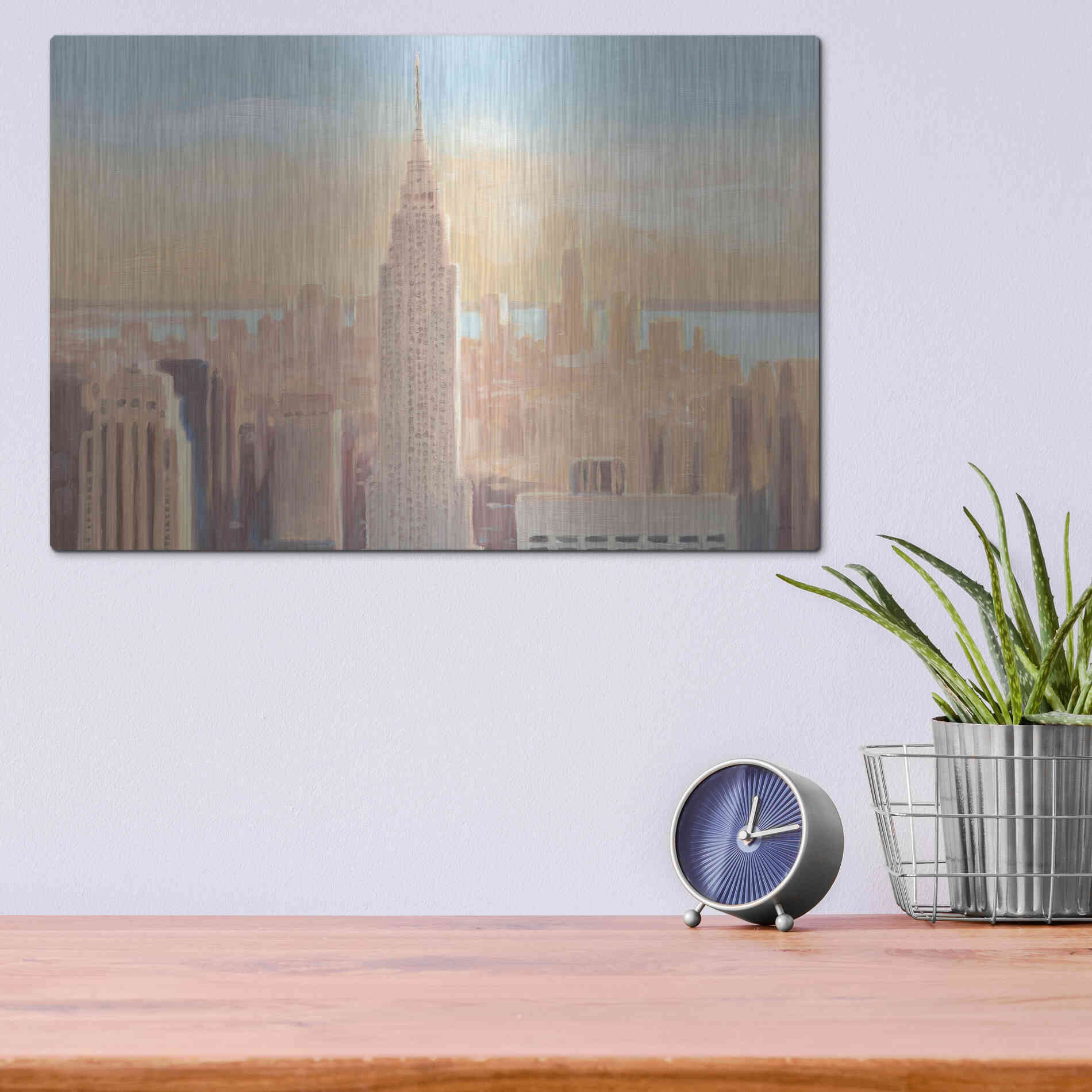 Luxe Metal Art 'Manhattan Dawn' by James Wiens, Metal Wall Art,16x12