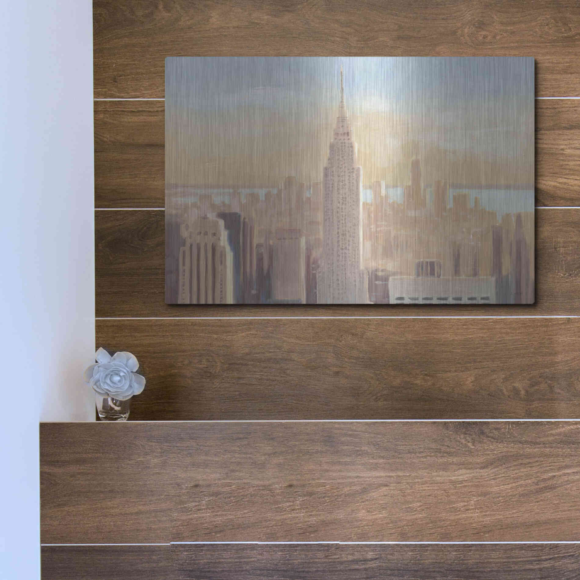 Luxe Metal Art 'Manhattan Dawn' by James Wiens, Metal Wall Art,16x12