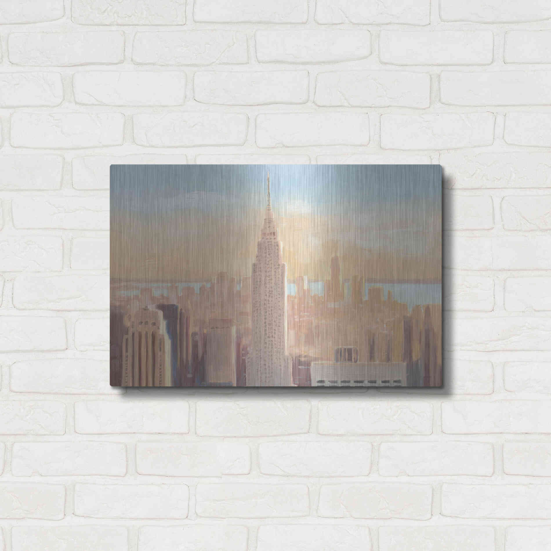 Luxe Metal Art 'Manhattan Dawn' by James Wiens, Metal Wall Art,24x16