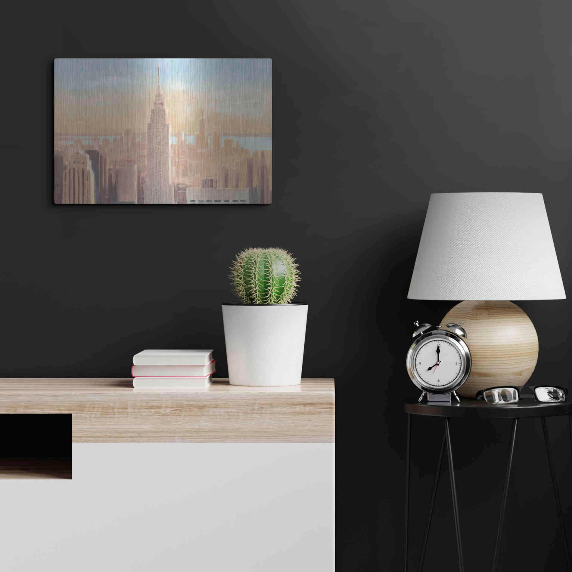 Luxe Metal Art 'Manhattan Dawn' by James Wiens, Metal Wall Art,24x16