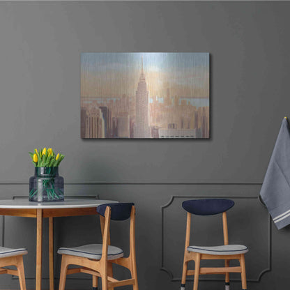 Luxe Metal Art 'Manhattan Dawn' by James Wiens, Metal Wall Art,36x24