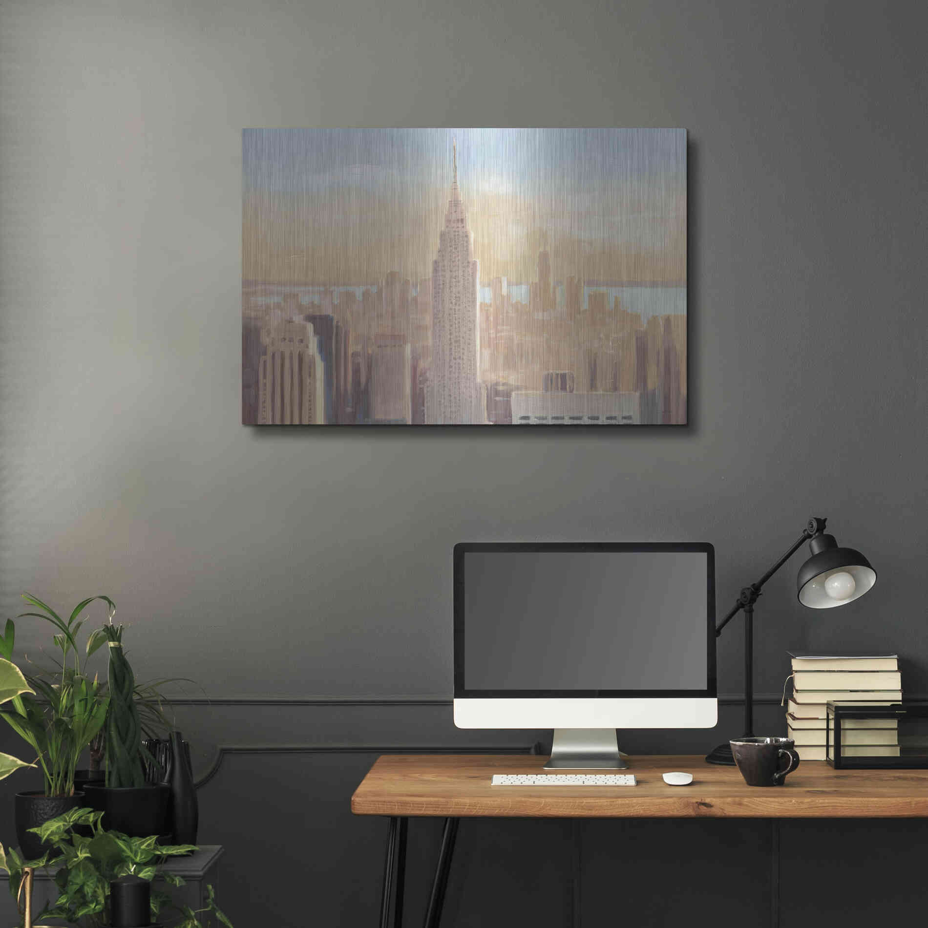 Luxe Metal Art 'Manhattan Dawn' by James Wiens, Metal Wall Art,36x24