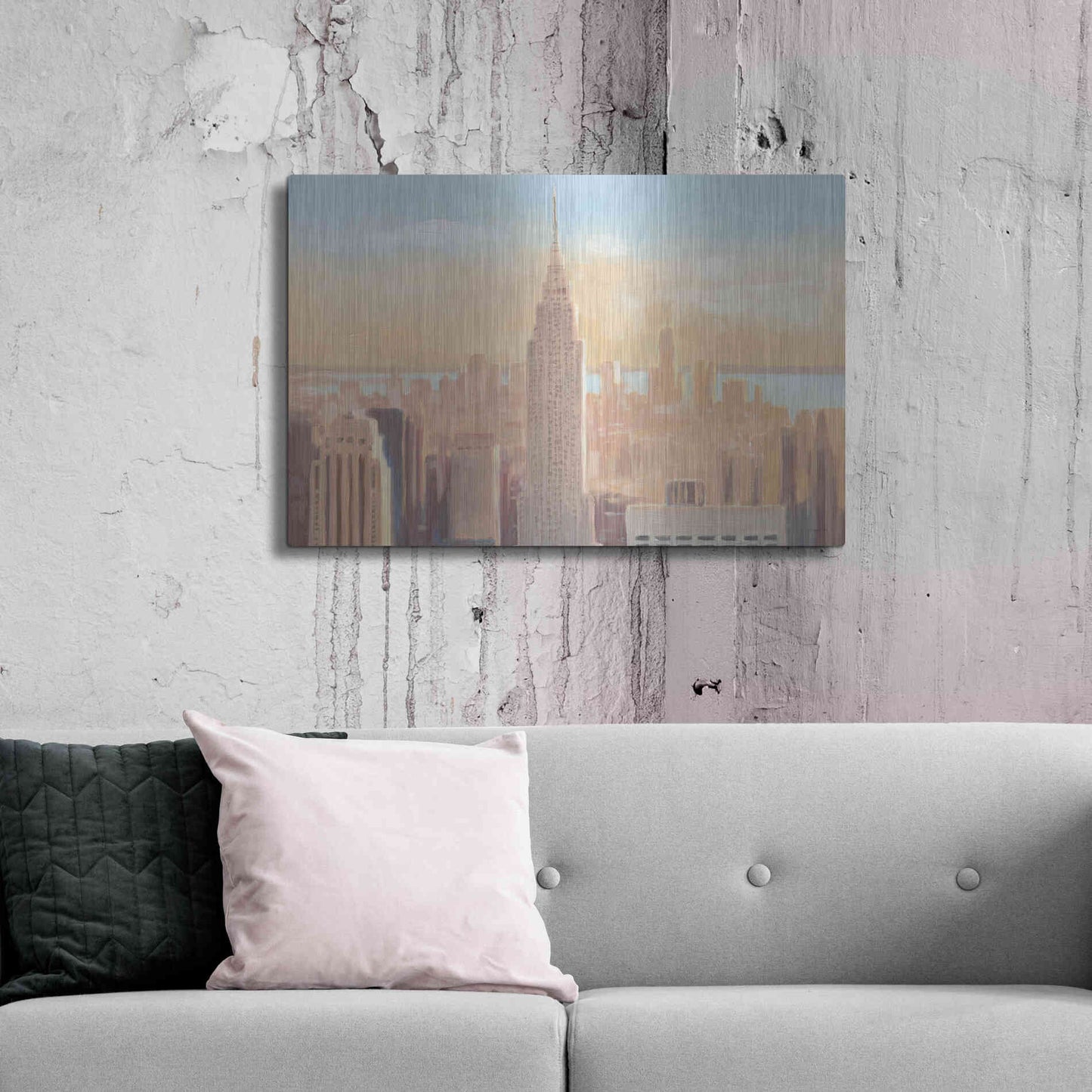Luxe Metal Art 'Manhattan Dawn' by James Wiens, Metal Wall Art,36x24