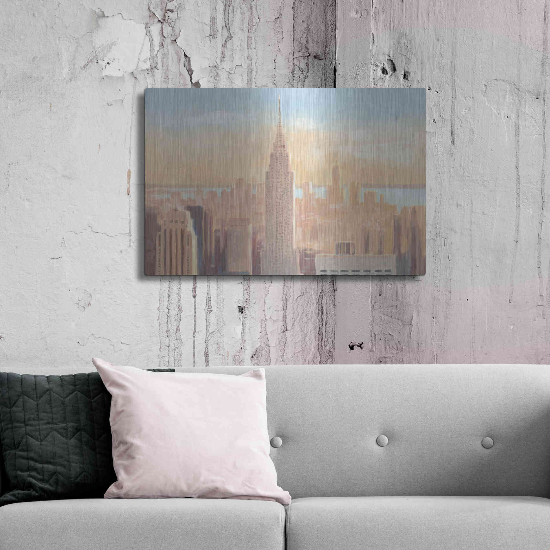 Luxe Metal Art 'Manhattan Dawn' by James Wiens, Metal Wall Art,36x24
