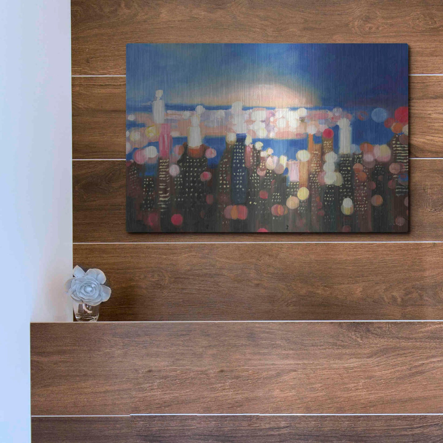 Luxe Metal Art 'City Lights' by James Wiens, Metal Wall Art,16x12