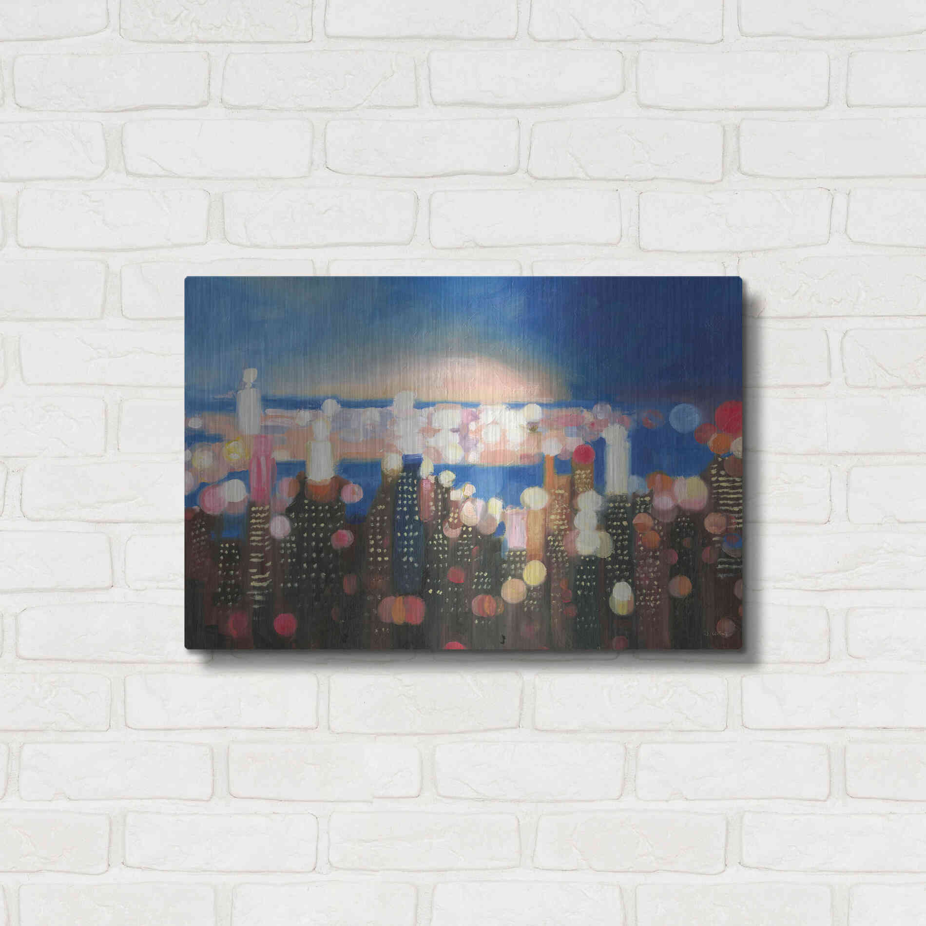 Luxe Metal Art 'City Lights' by James Wiens, Metal Wall Art,24x16