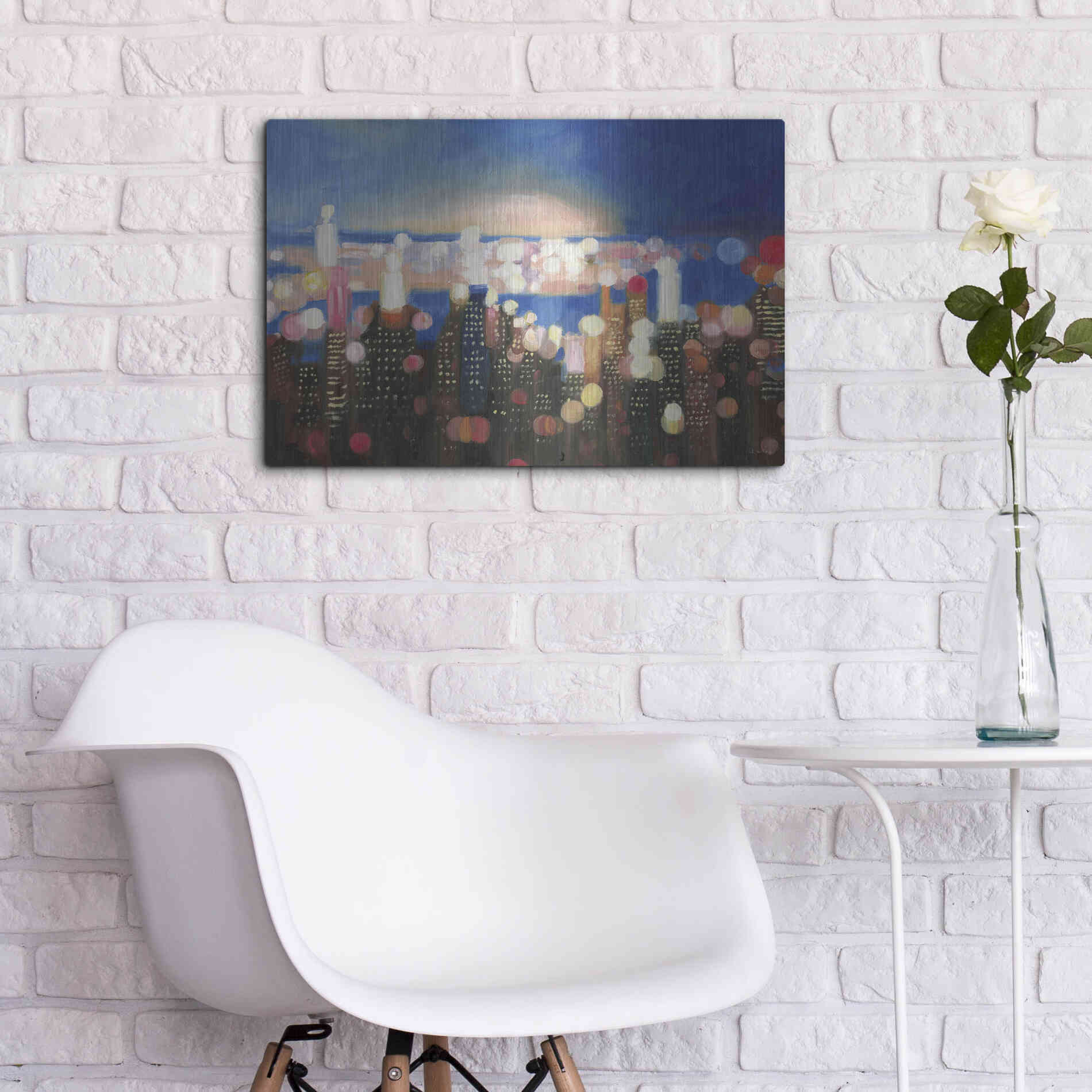 Luxe Metal Art 'City Lights' by James Wiens, Metal Wall Art,24x16