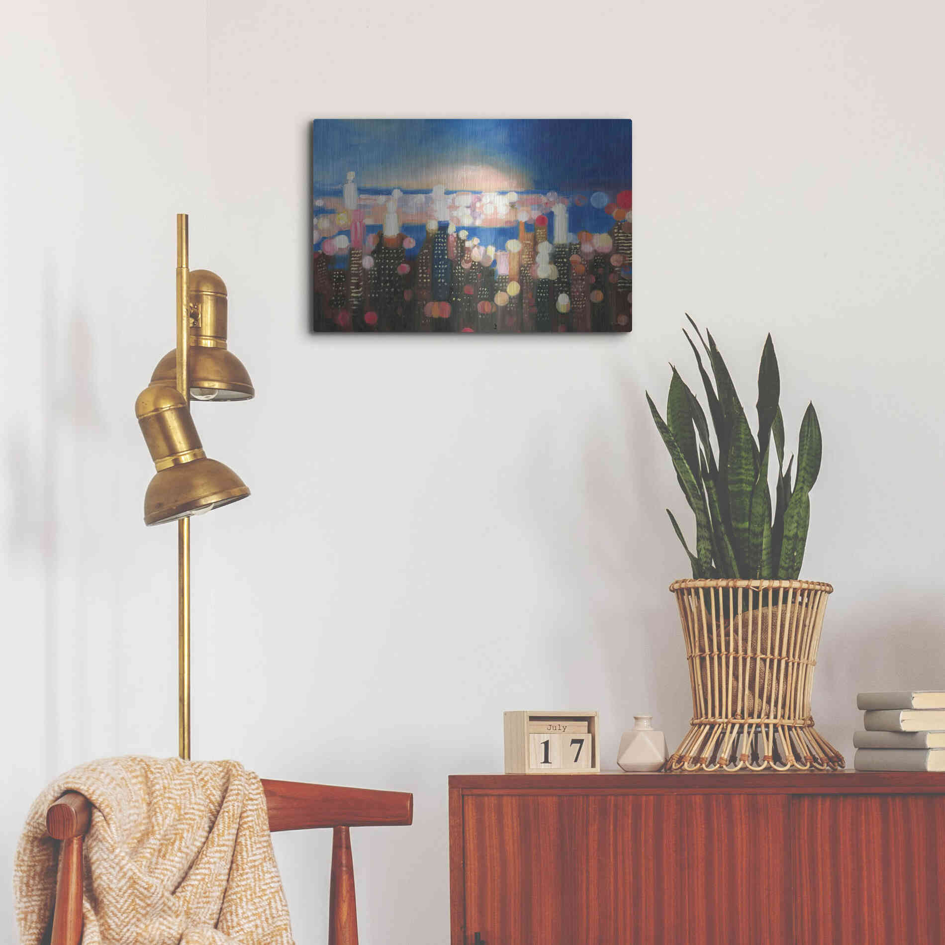 Luxe Metal Art 'City Lights' by James Wiens, Metal Wall Art,24x16