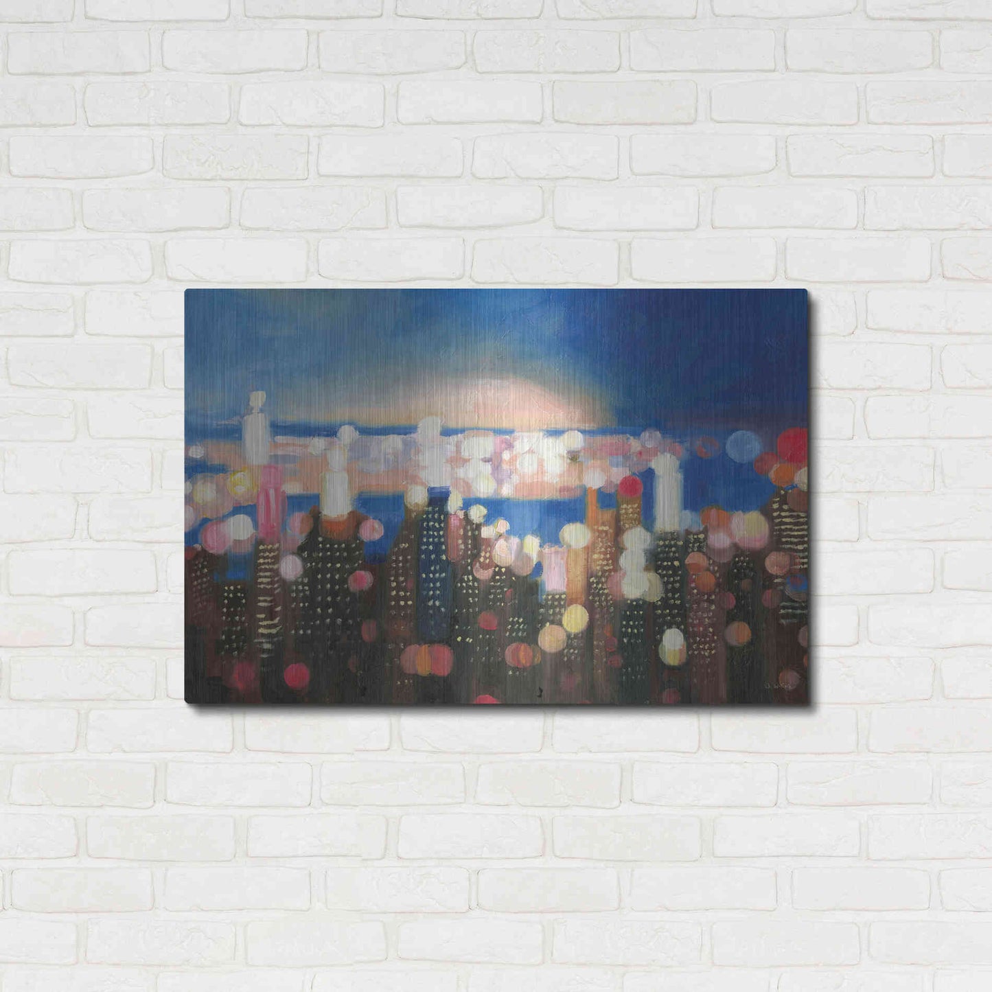 Luxe Metal Art 'City Lights' by James Wiens, Metal Wall Art,36x24