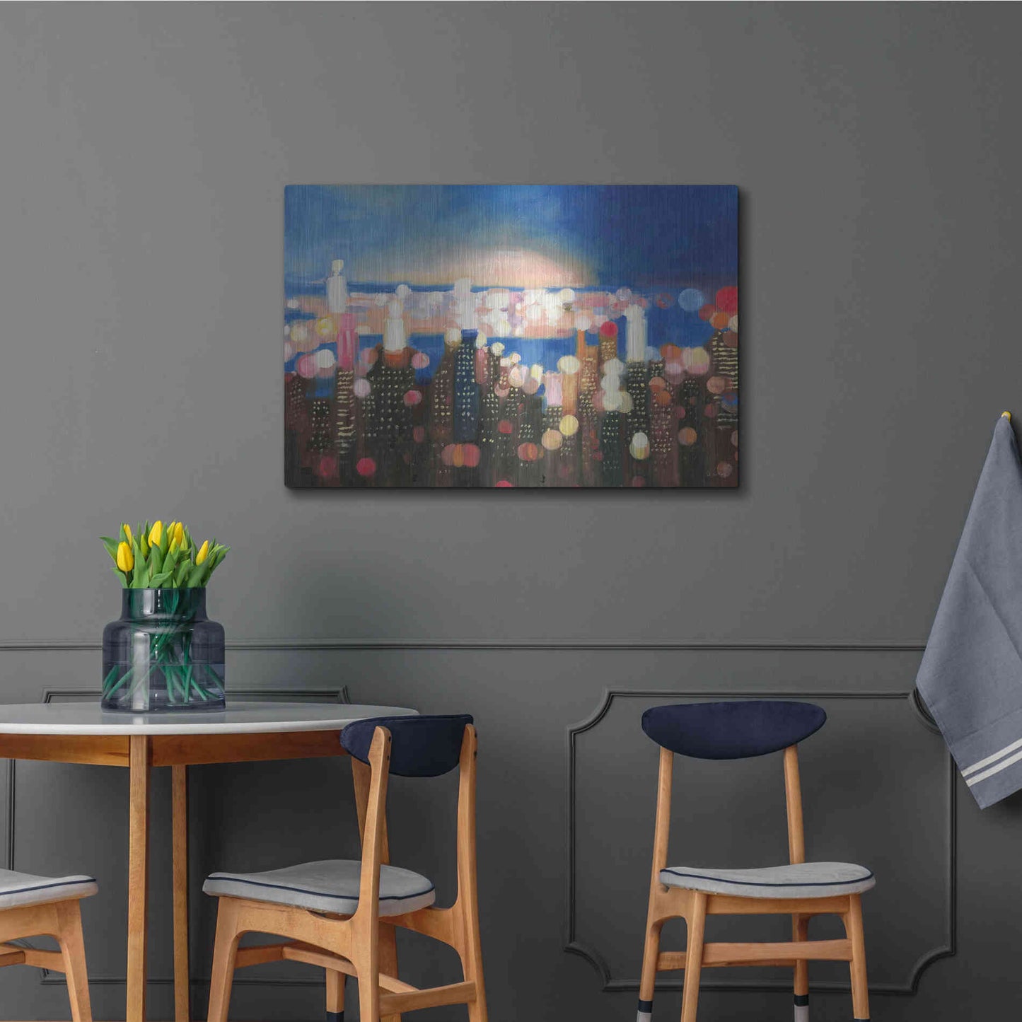 Luxe Metal Art 'City Lights' by James Wiens, Metal Wall Art,36x24