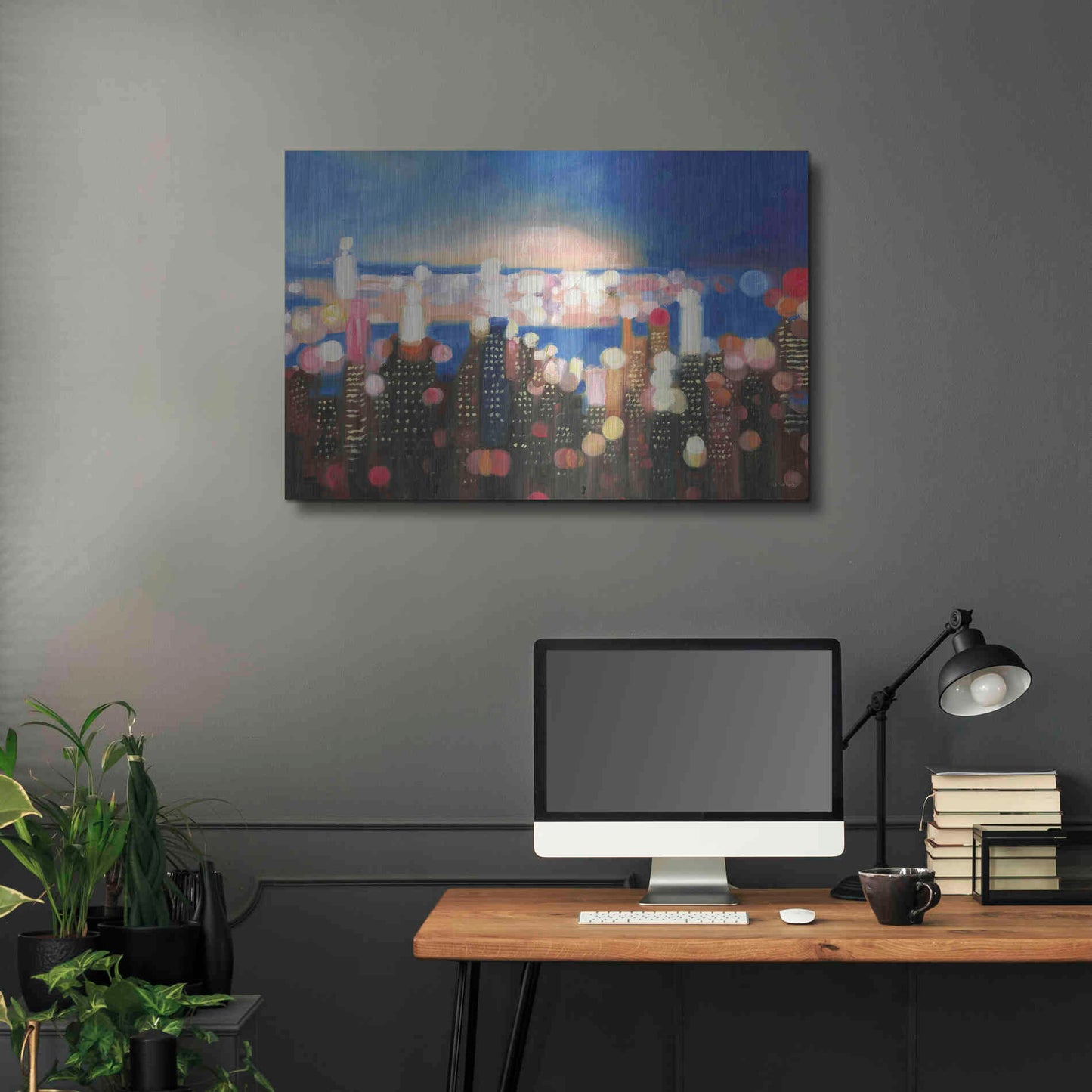 Luxe Metal Art 'City Lights' by James Wiens, Metal Wall Art,36x24