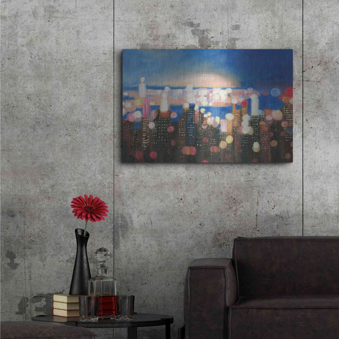 Luxe Metal Art 'City Lights' by James Wiens, Metal Wall Art,36x24