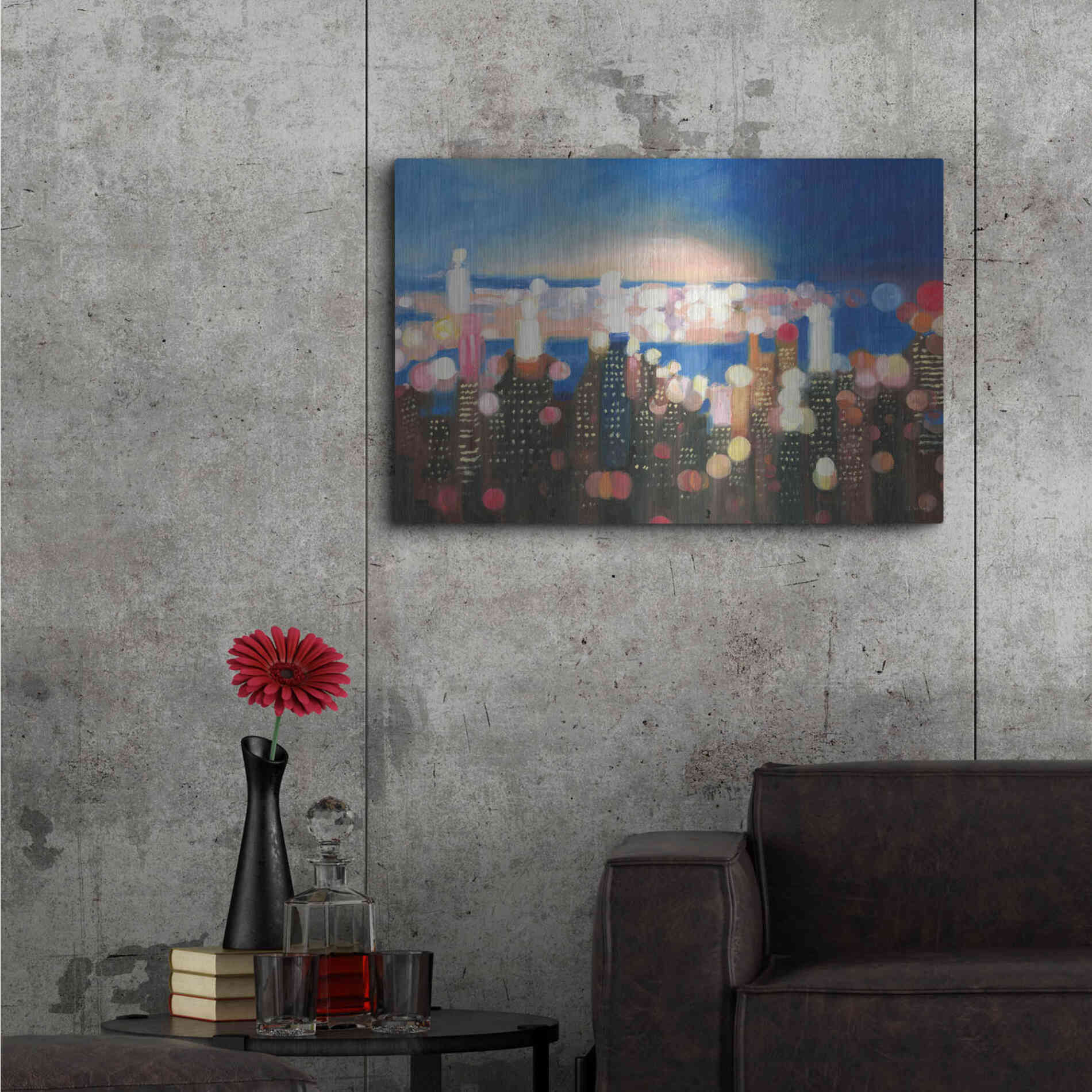 Luxe Metal Art 'City Lights' by James Wiens, Metal Wall Art,36x24