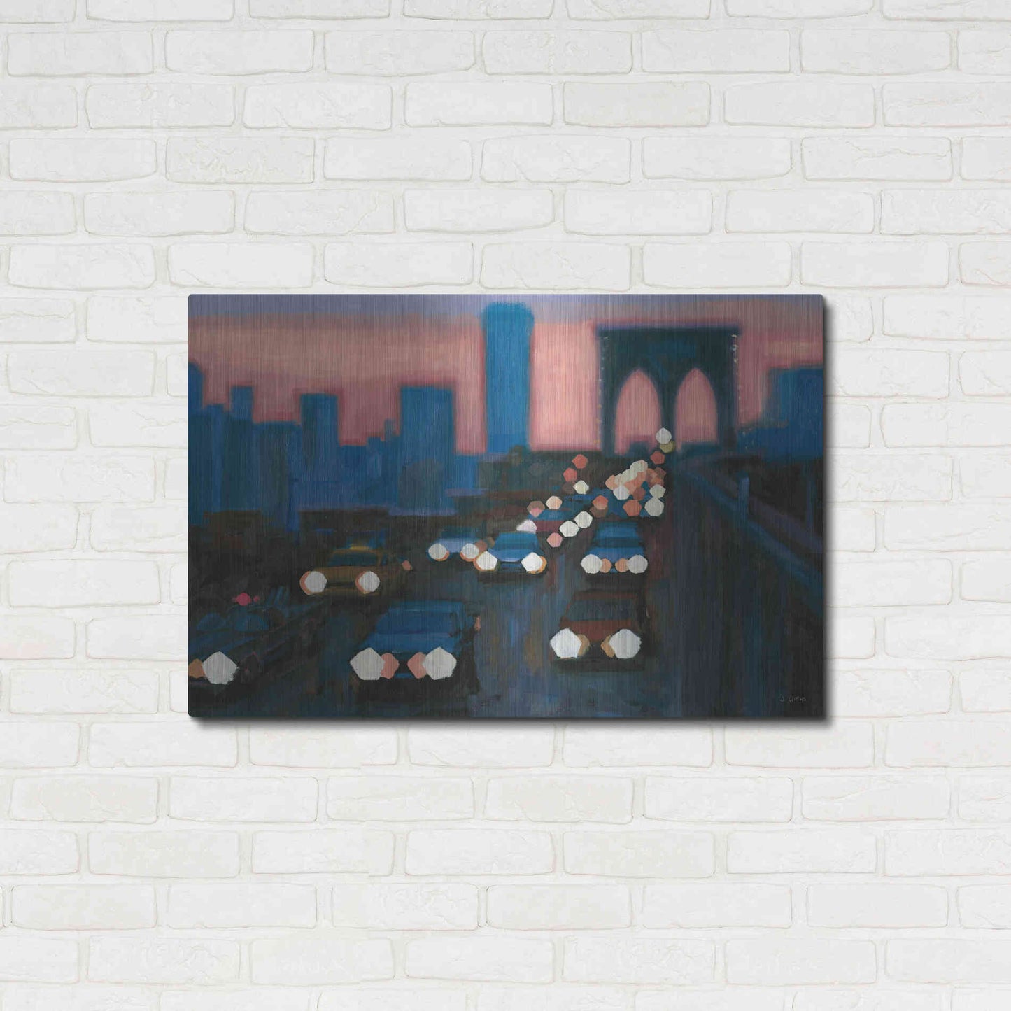 Luxe Metal Art 'Brooklyn Bridge Evening' by James Wiens, Metal Wall Art,36x24