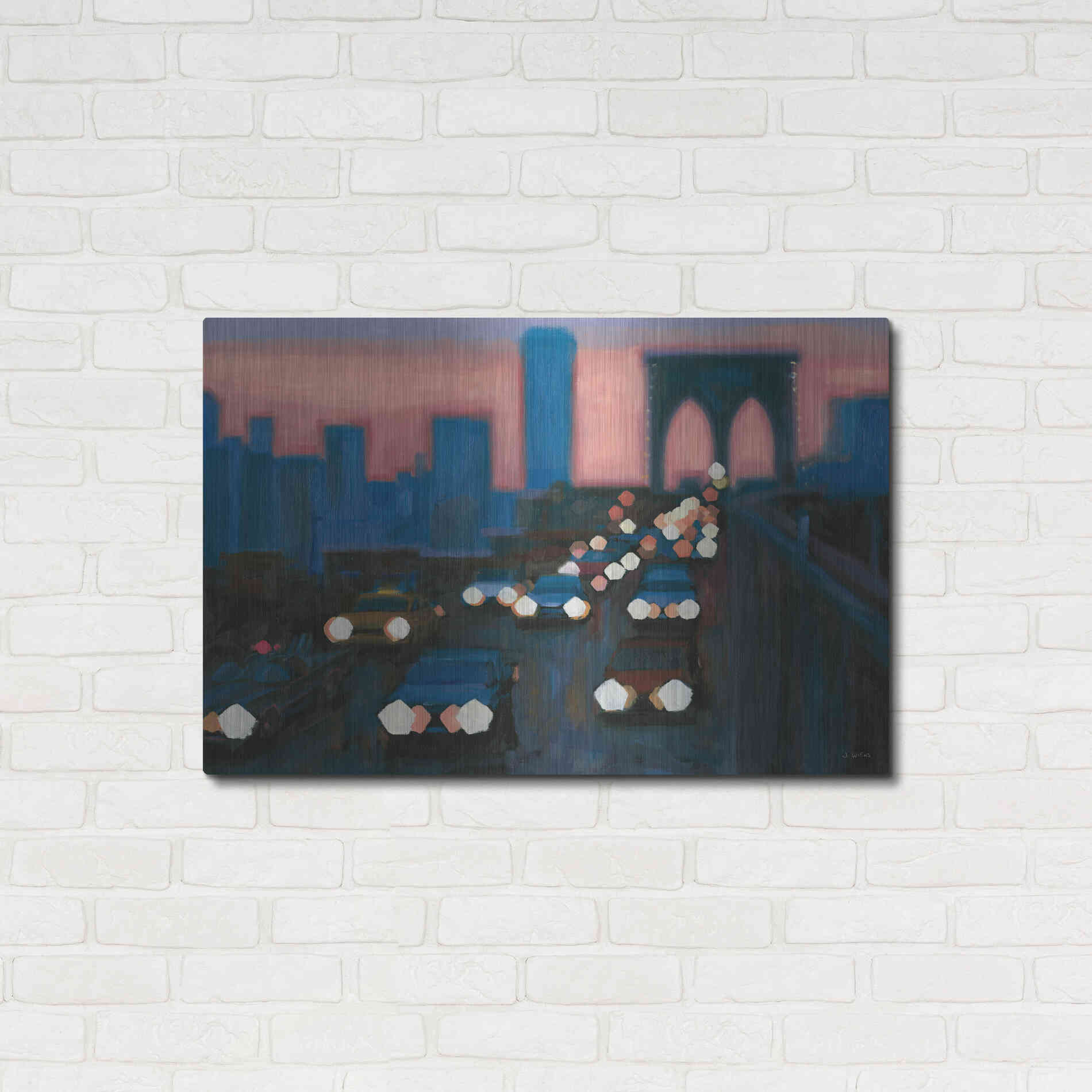 Luxe Metal Art 'Brooklyn Bridge Evening' by James Wiens, Metal Wall Art,36x24