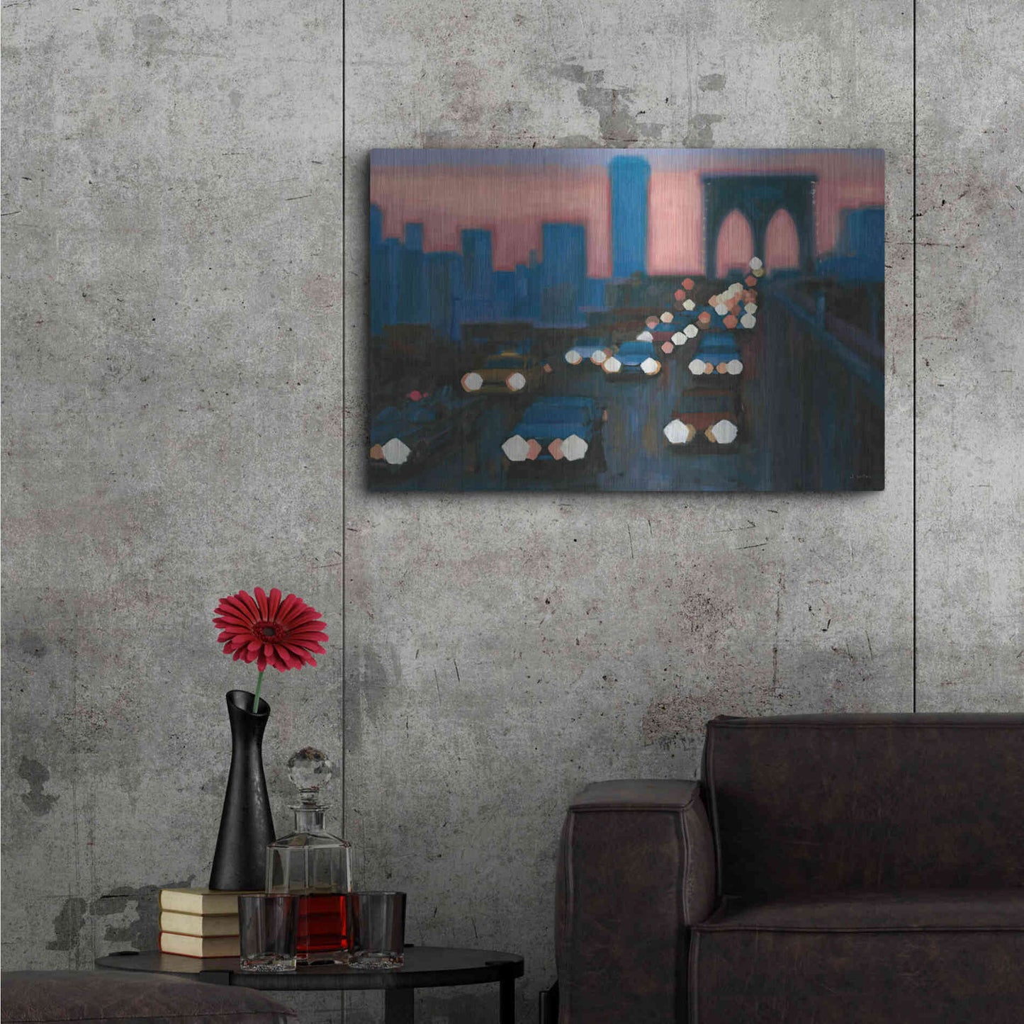 Luxe Metal Art 'Brooklyn Bridge Evening' by James Wiens, Metal Wall Art,36x24
