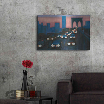 Luxe Metal Art 'Brooklyn Bridge Evening' by James Wiens, Metal Wall Art,36x24