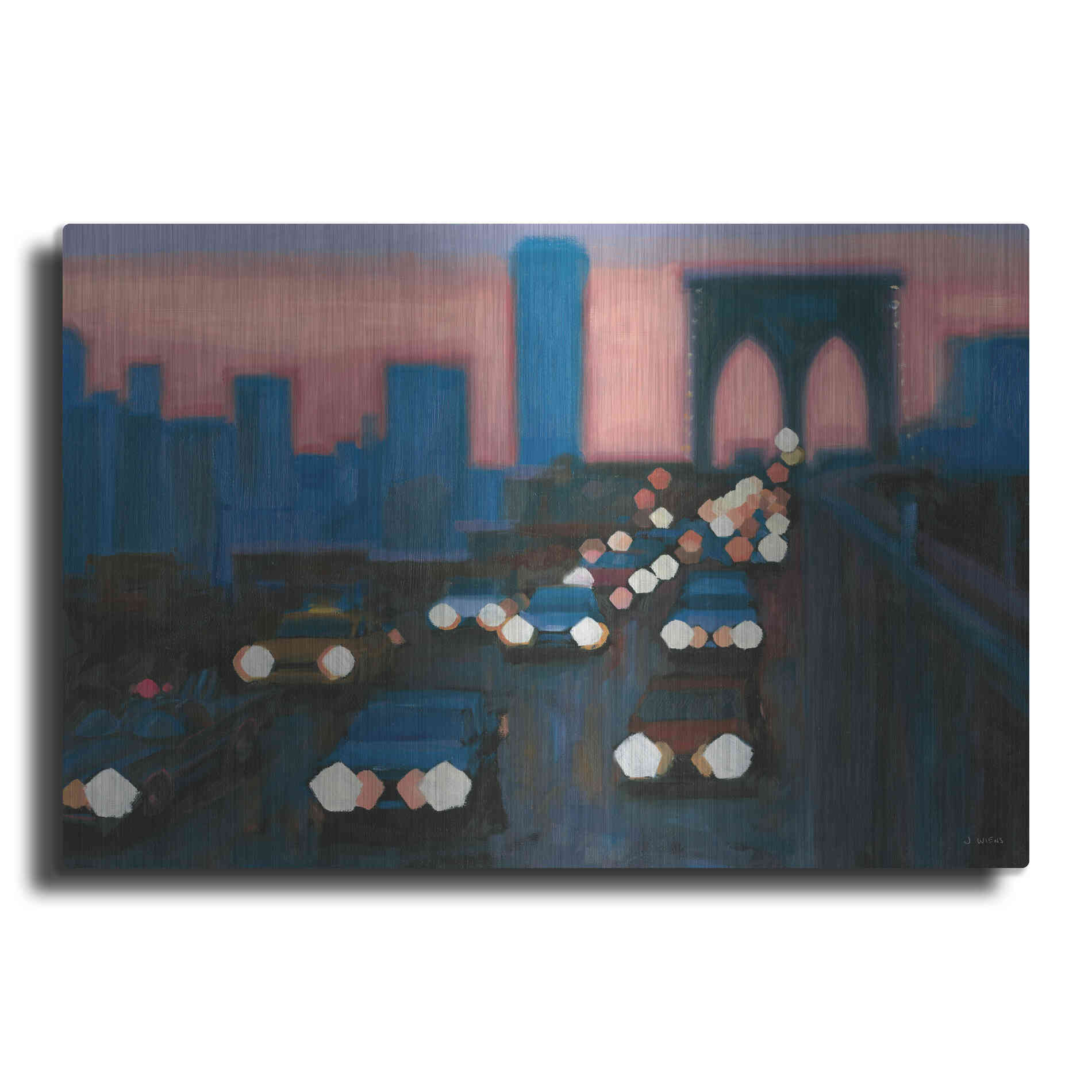 Luxe Metal Art 'Brooklyn Bridge Evening' by James Wiens, Metal Wall Art