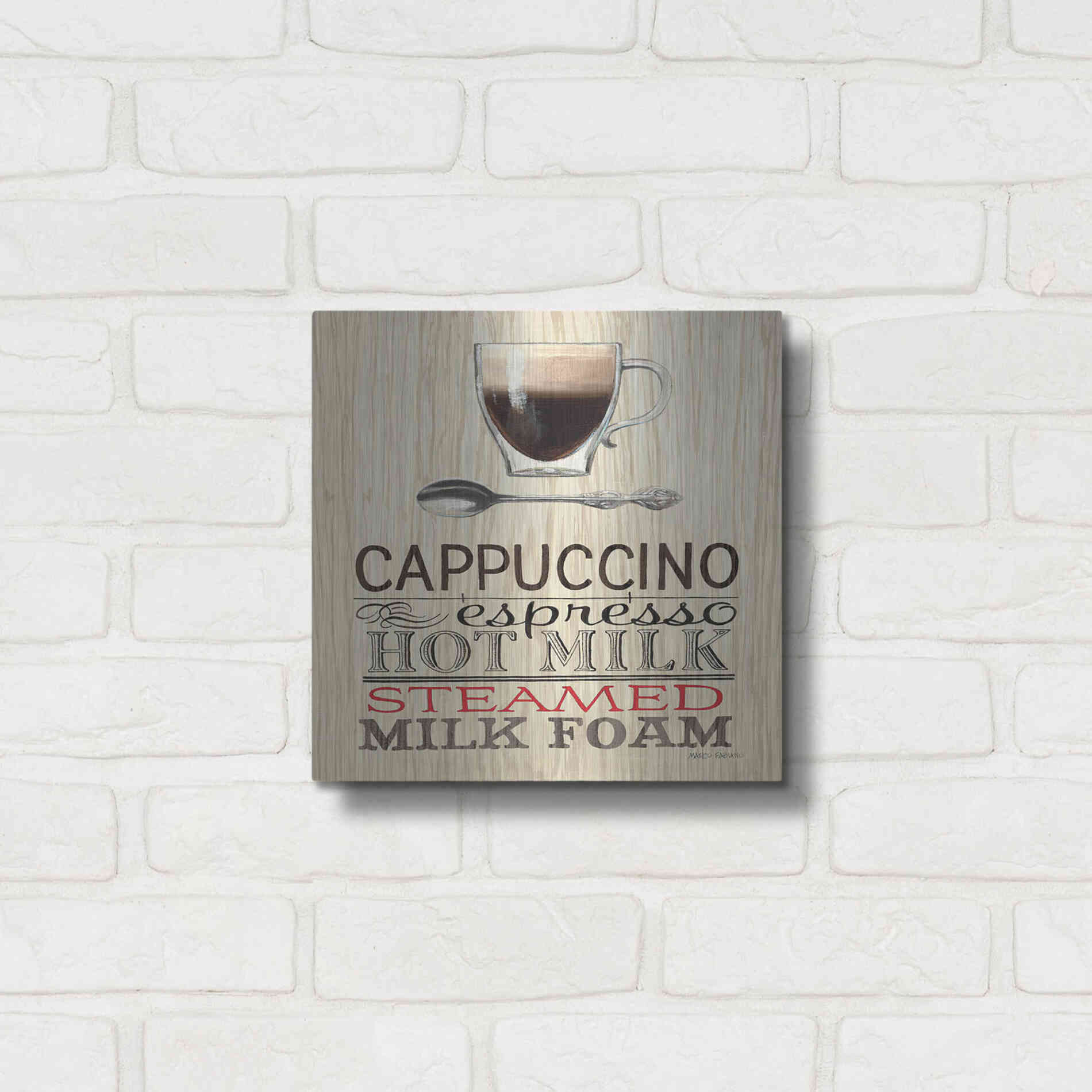Luxe Metal Art 'Cappuccino' by Marco Fabiano, Metal Wall Art,12x12