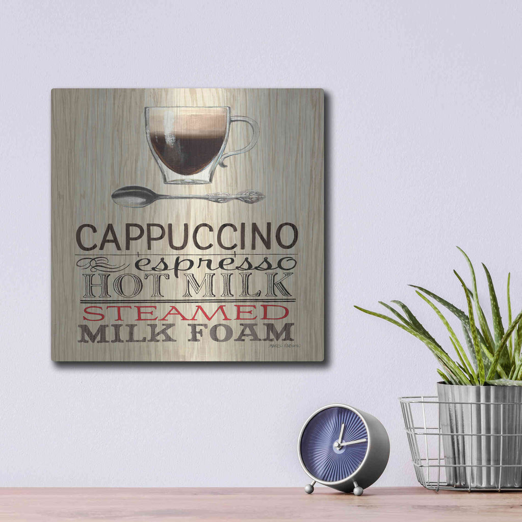 Luxe Metal Art 'Cappuccino' by Marco Fabiano, Metal Wall Art,12x12