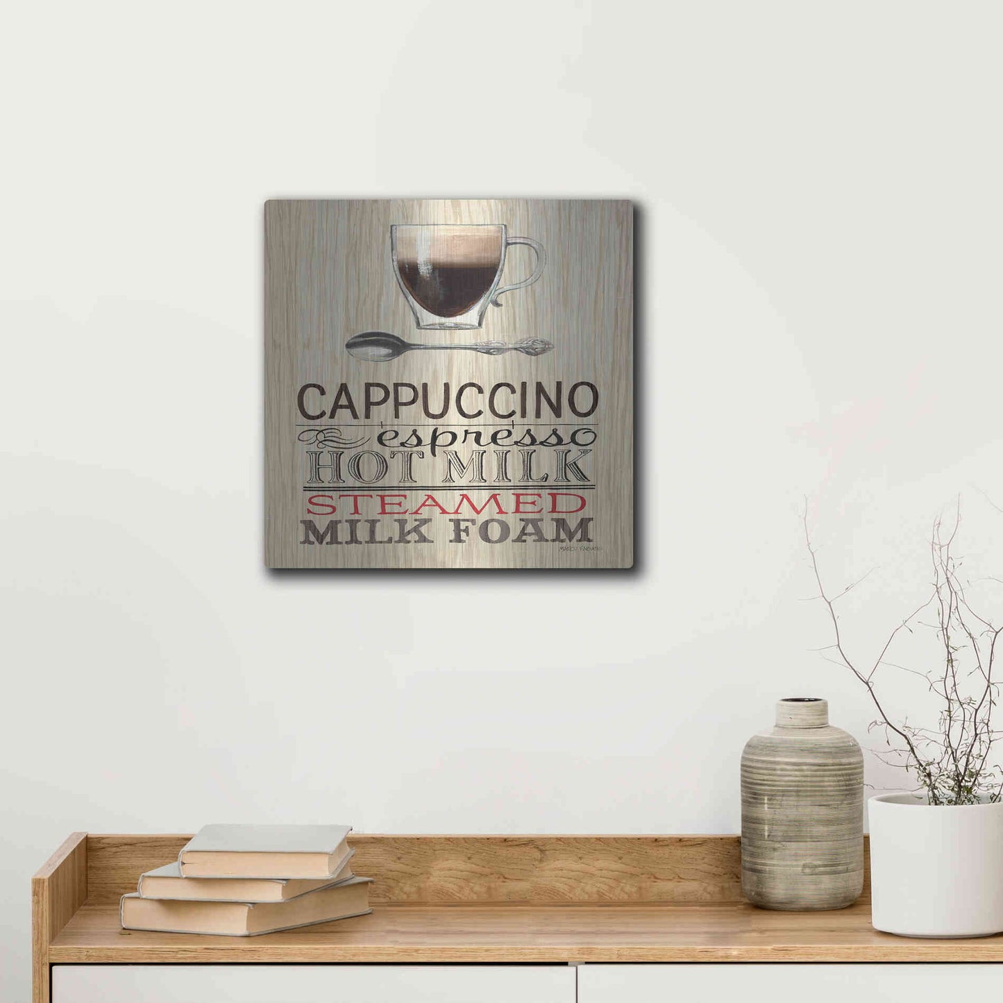 Luxe Metal Art 'Cappuccino' by Marco Fabiano, Metal Wall Art,12x12
