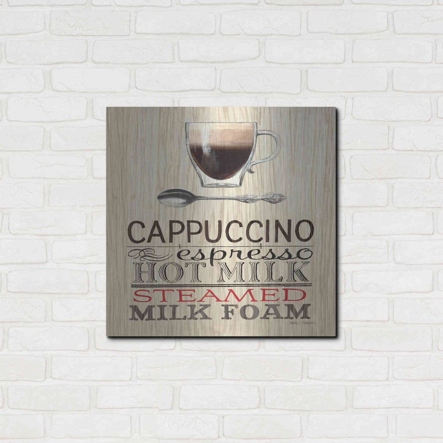 Luxe Metal Art 'Cappuccino' by Marco Fabiano, Metal Wall Art,24x24
