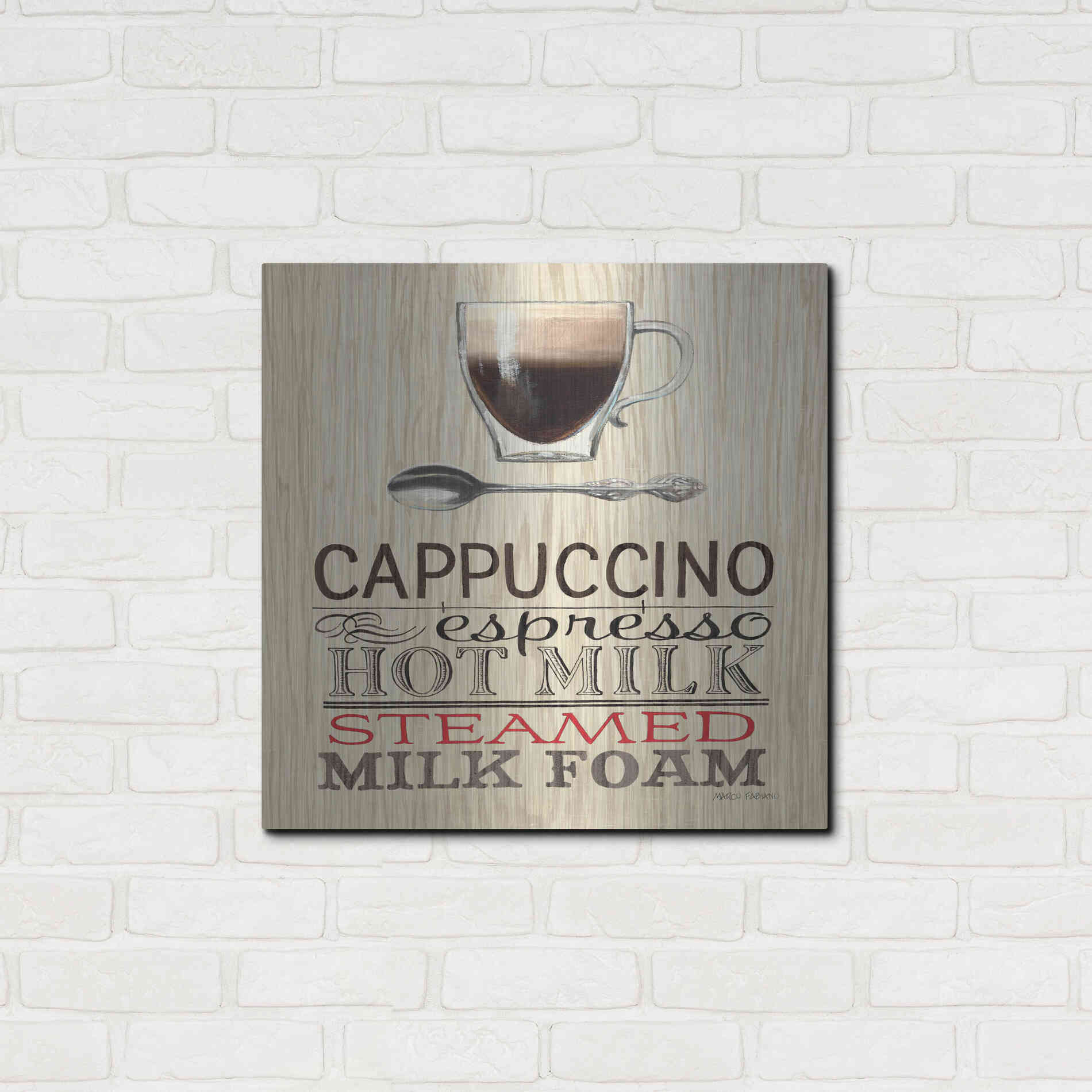 Luxe Metal Art 'Cappuccino' by Marco Fabiano, Metal Wall Art,24x24