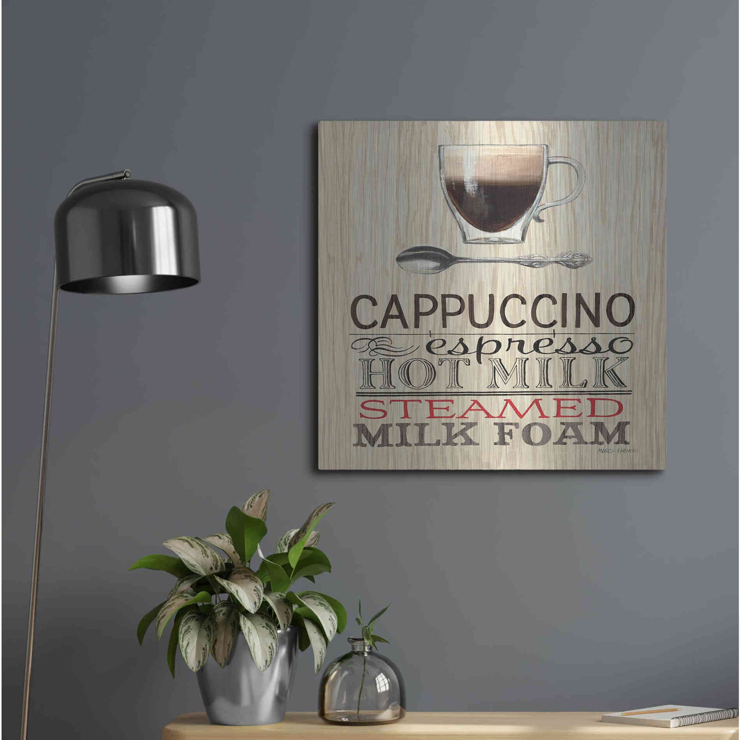 Luxe Metal Art 'Cappuccino' by Marco Fabiano, Metal Wall Art,24x24