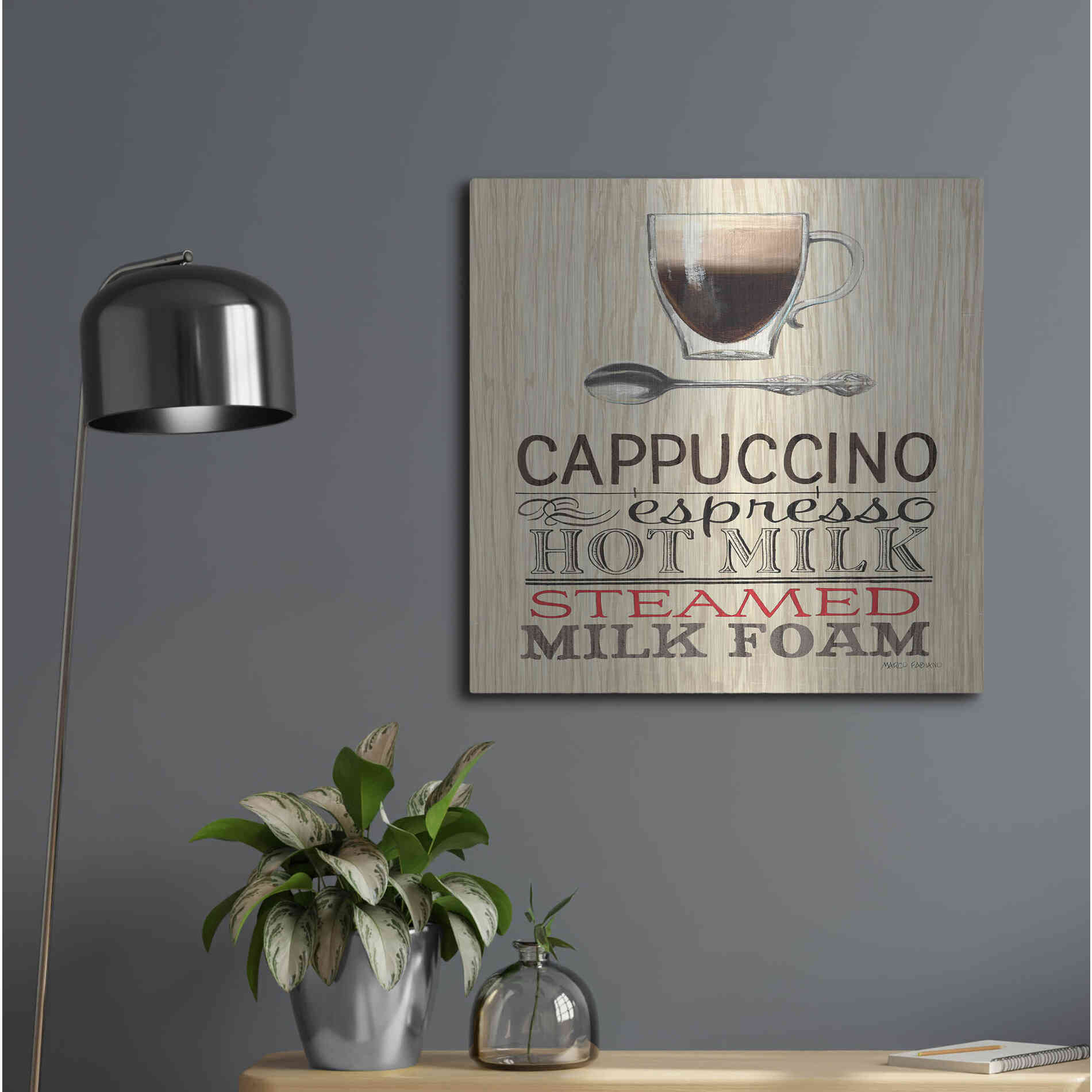 Luxe Metal Art 'Cappuccino' by Marco Fabiano, Metal Wall Art,24x24
