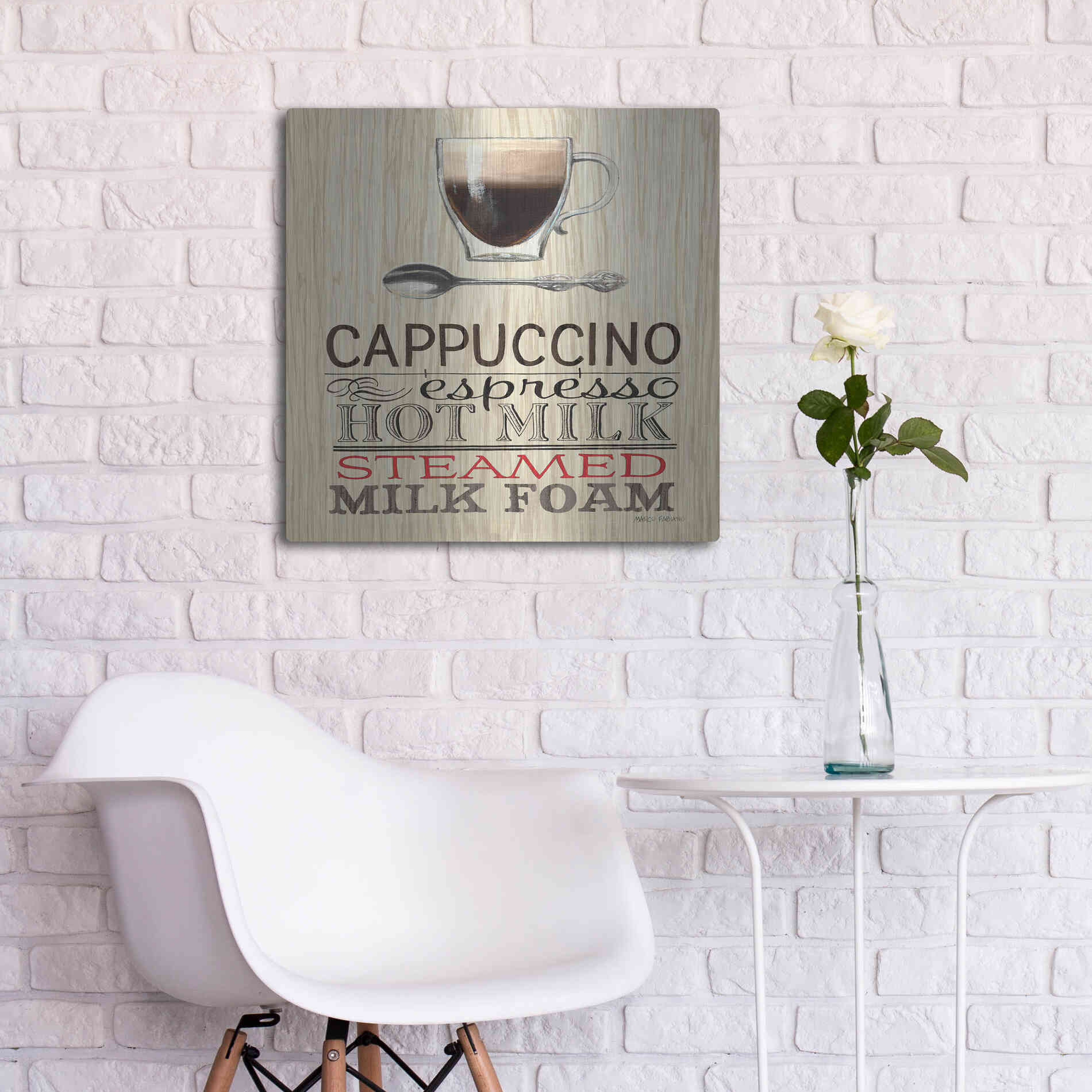 Luxe Metal Art 'Cappuccino' by Marco Fabiano, Metal Wall Art,24x24
