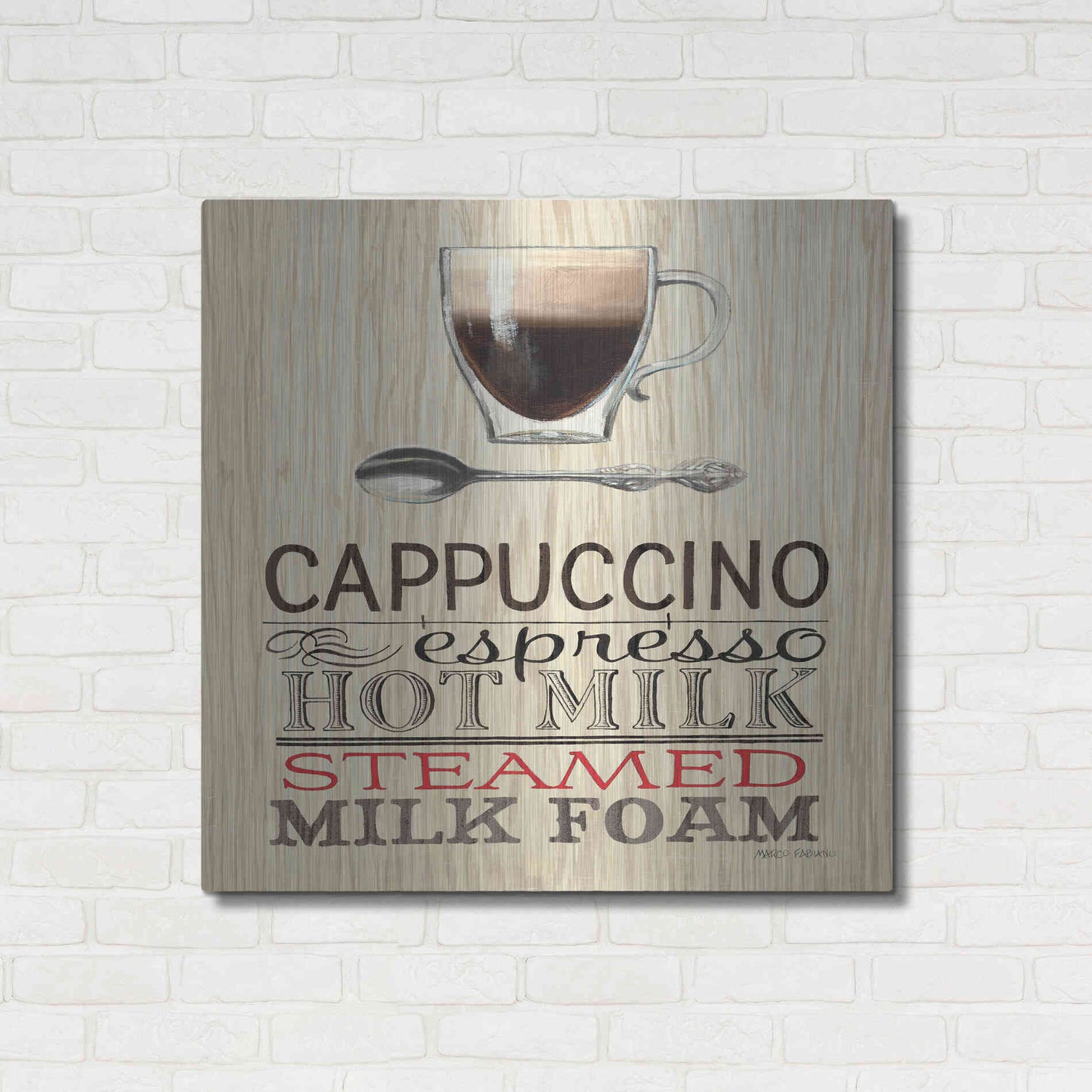 Luxe Metal Art 'Cappuccino' by Marco Fabiano, Metal Wall Art,36x36