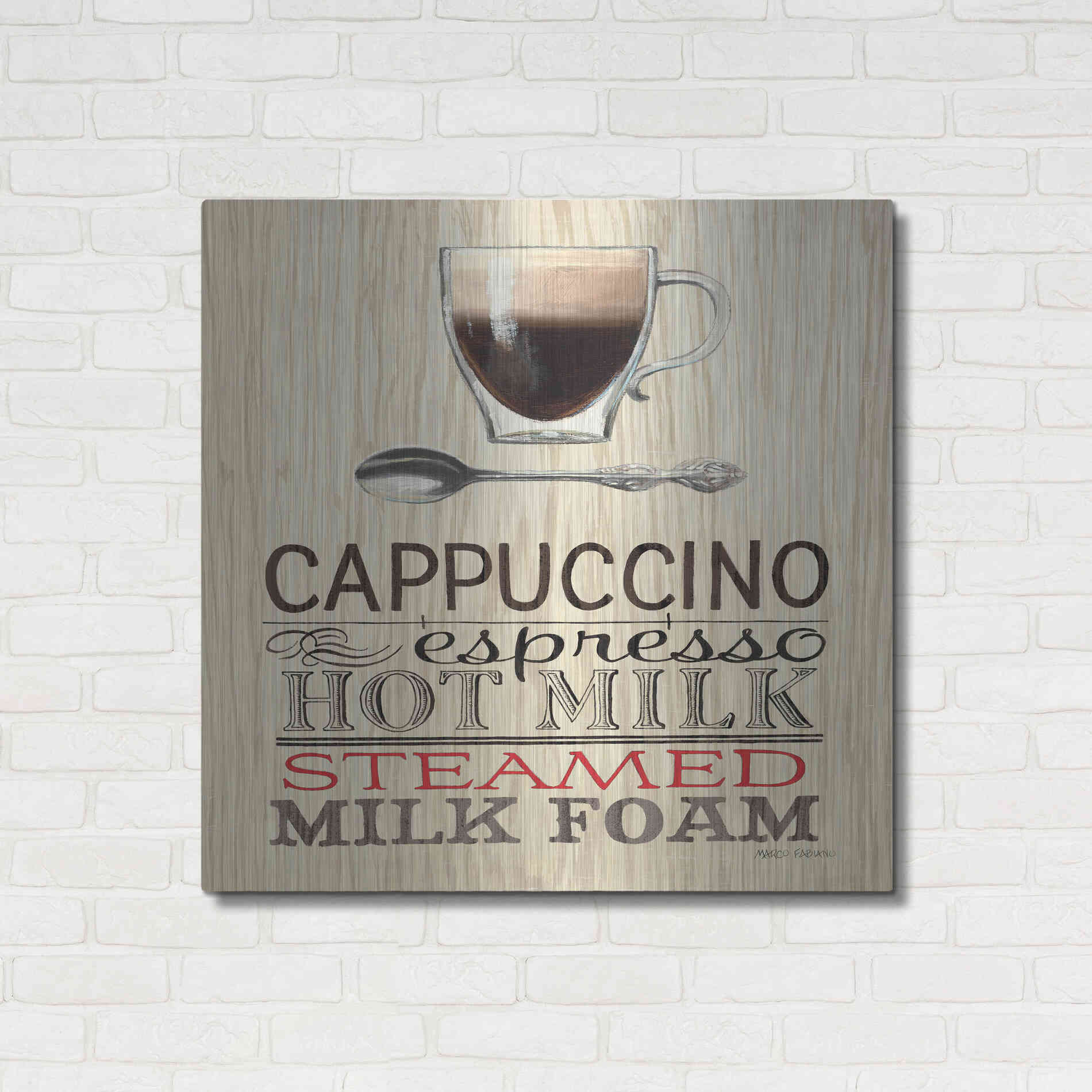 Luxe Metal Art 'Cappuccino' by Marco Fabiano, Metal Wall Art,36x36