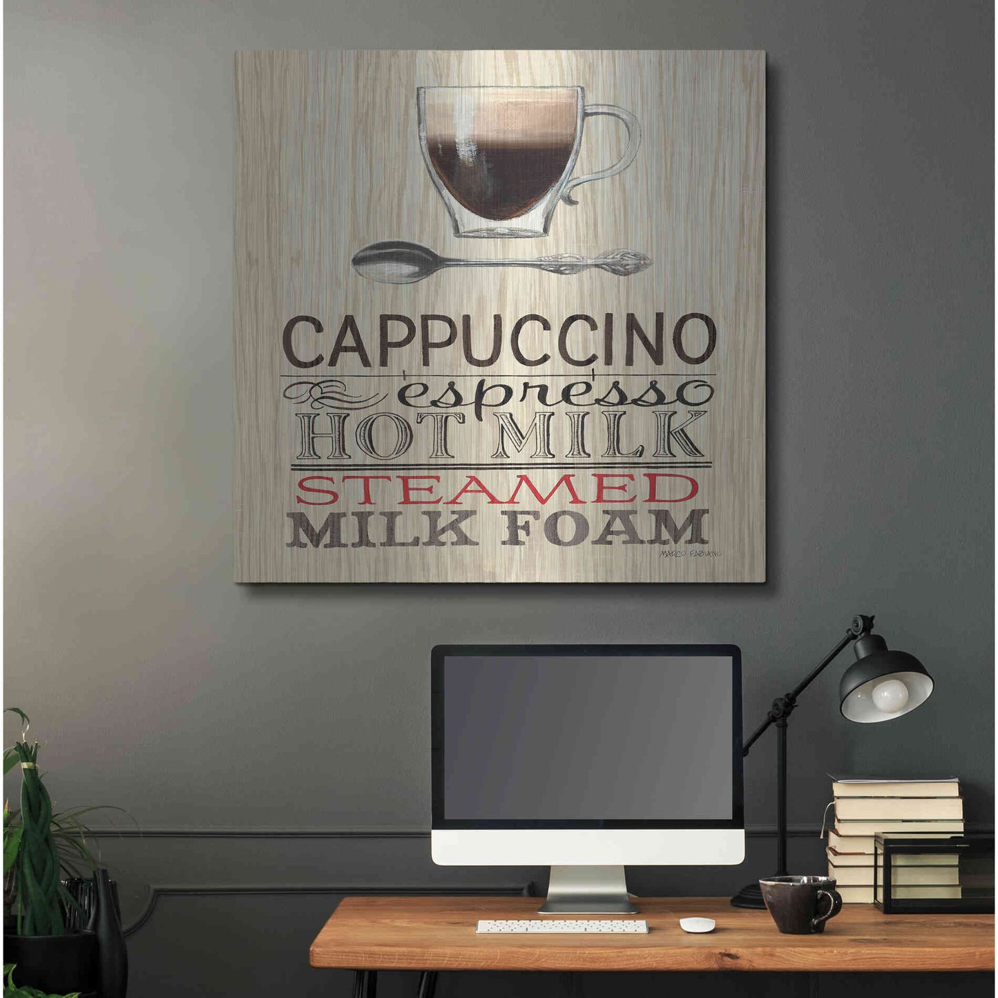 Luxe Metal Art 'Cappuccino' by Marco Fabiano, Metal Wall Art,36x36