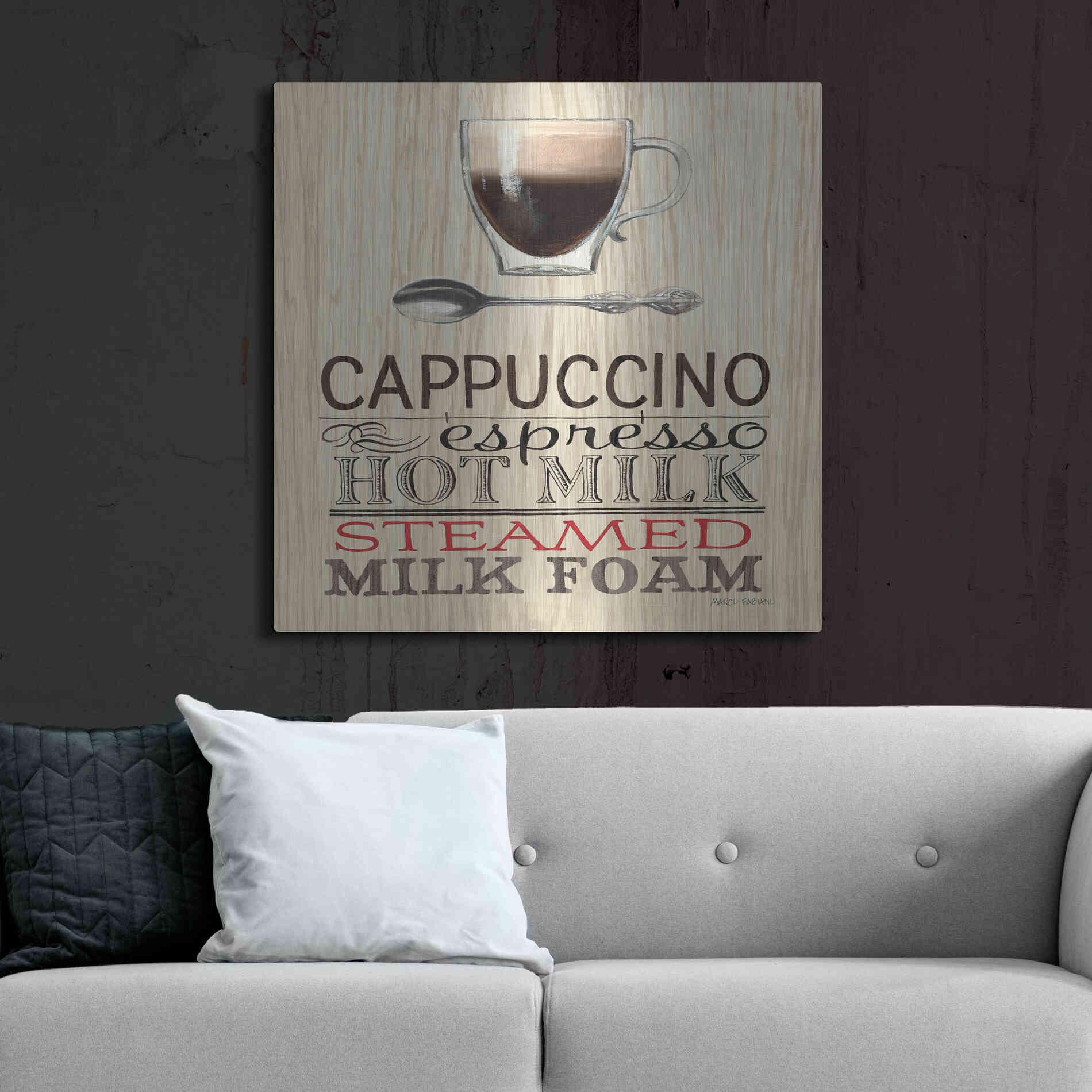 Luxe Metal Art 'Cappuccino' by Marco Fabiano, Metal Wall Art,36x36