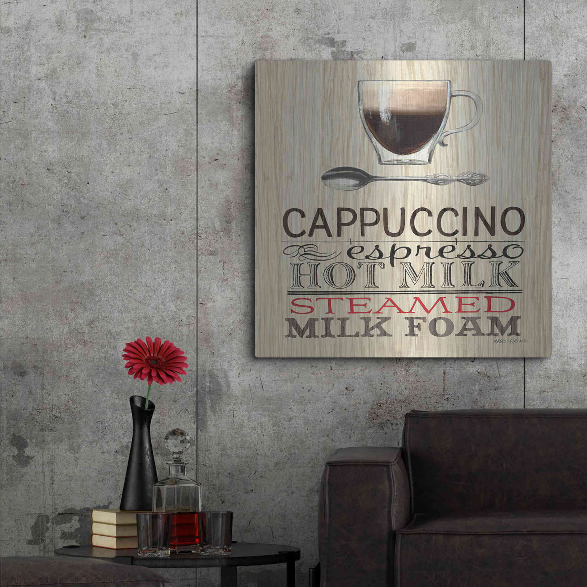 Luxe Metal Art 'Cappuccino' by Marco Fabiano, Metal Wall Art,36x36