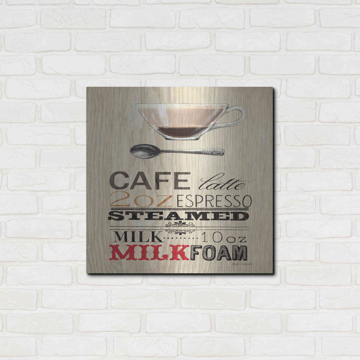 Luxe Metal Art 'Cafe Latte' by Marco Fabiano, Metal Wall Art,24x24