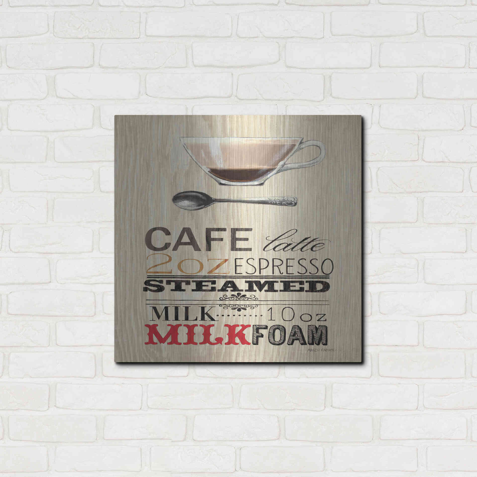 Luxe Metal Art 'Cafe Latte' by Marco Fabiano, Metal Wall Art,24x24