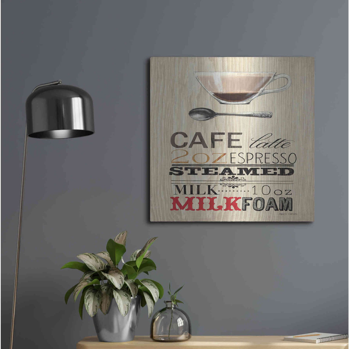 Luxe Metal Art 'Cafe Latte' by Marco Fabiano, Metal Wall Art,24x24