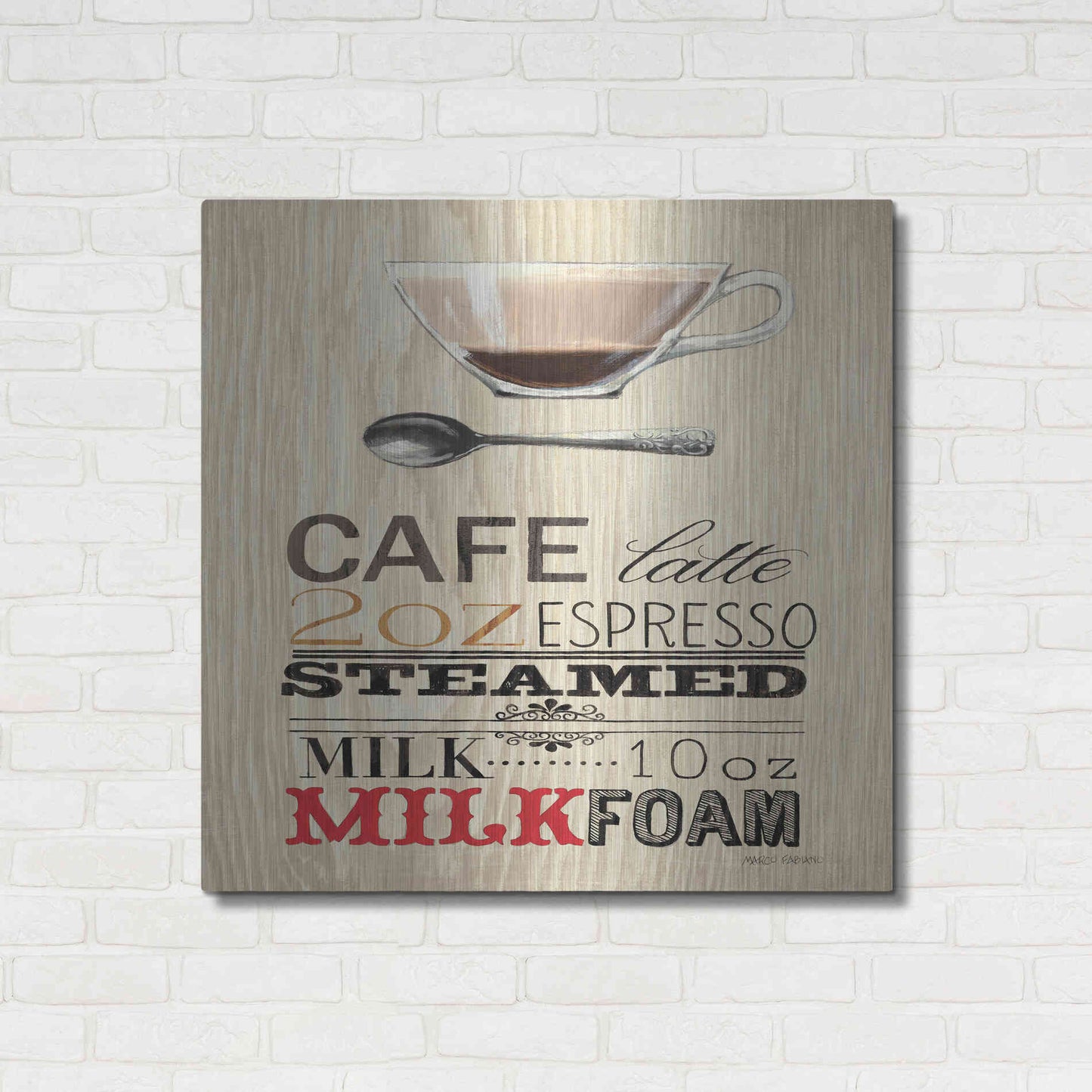 Luxe Metal Art 'Cafe Latte' by Marco Fabiano, Metal Wall Art,36x36