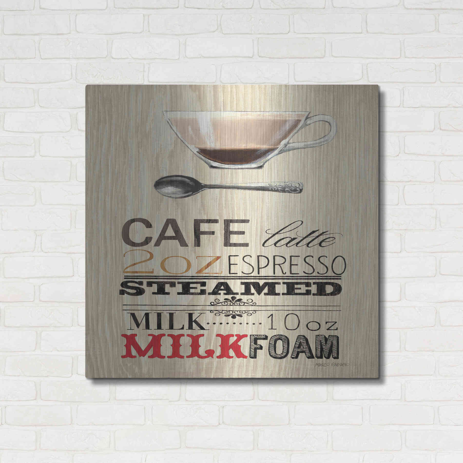 Luxe Metal Art 'Cafe Latte' by Marco Fabiano, Metal Wall Art,36x36